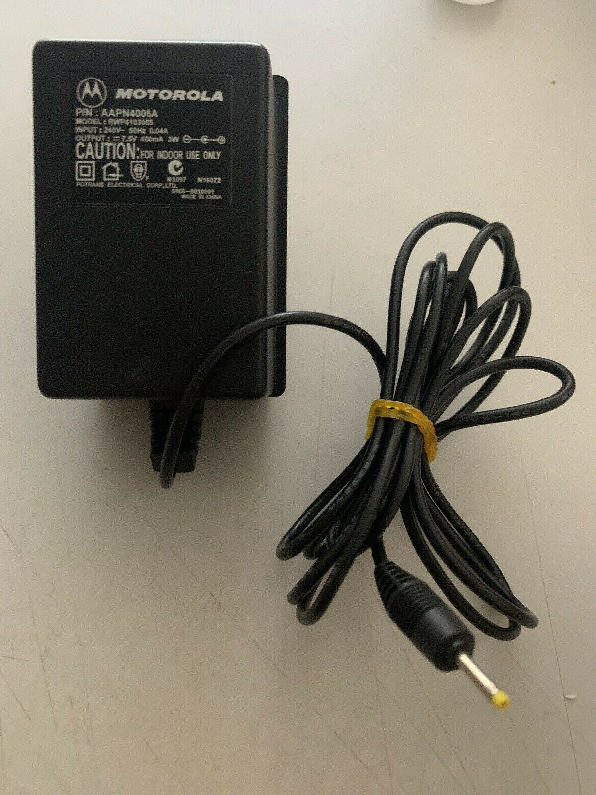 Motorola RWP410308S AC Adapter AAPN4006A 7.5V 400mA