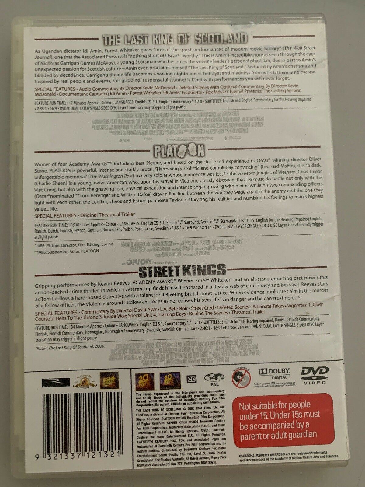 The Forest Whitaker Collection DVD Region 4