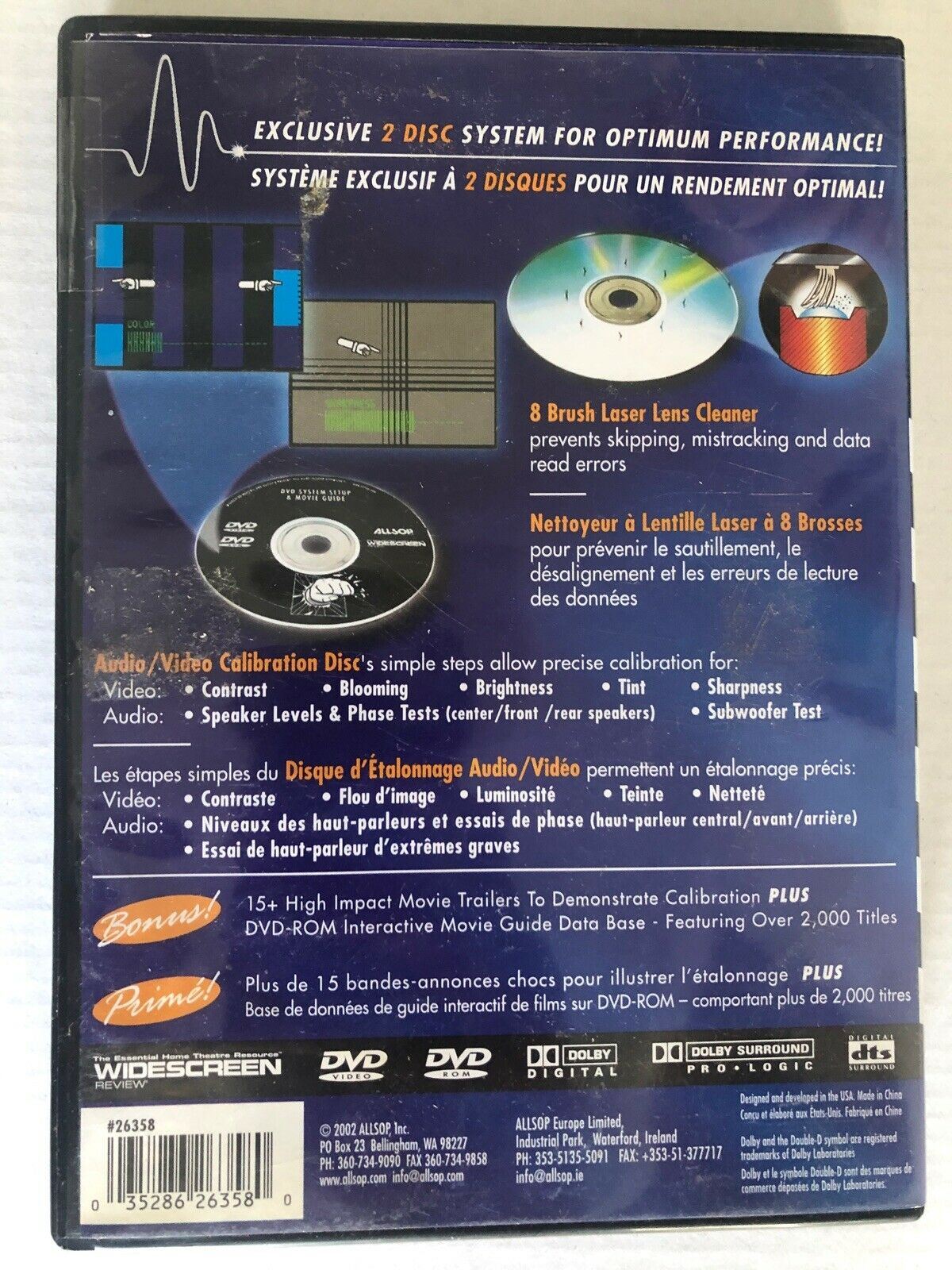 Allsop DVD Home Theatre Optimizer - Audio Video Setup & Laser Lens Cleaner