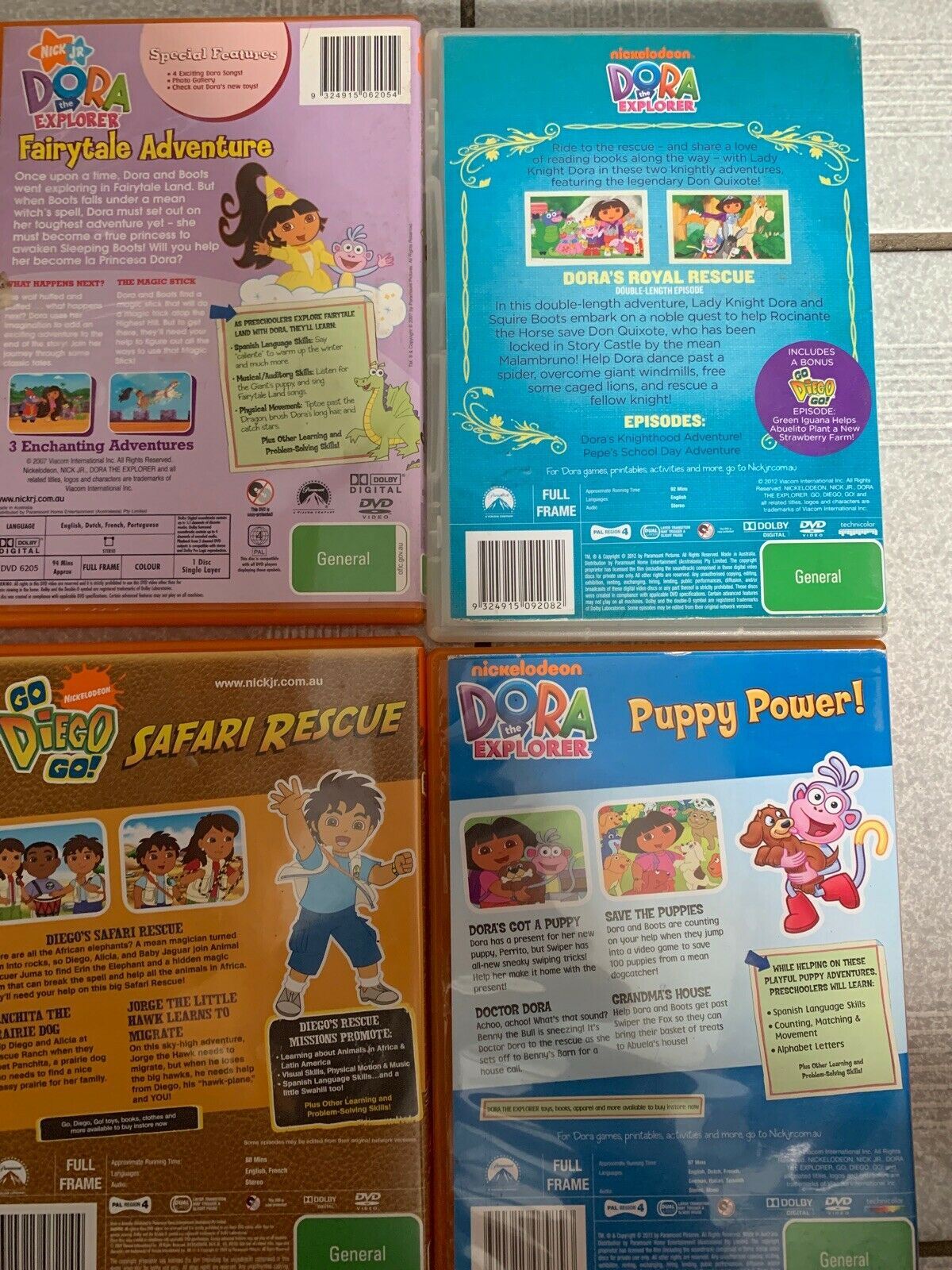 10x Dora The Explorer and Go Diego Go! DVD Collection. Region 4
