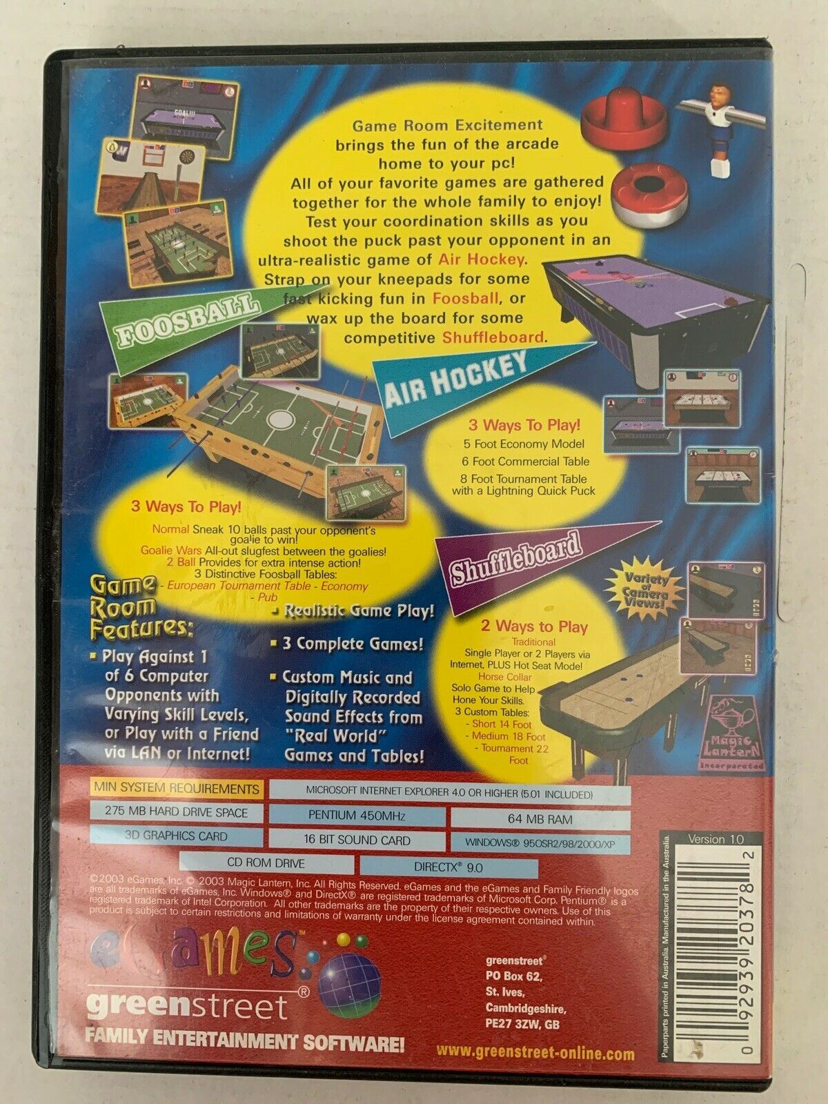 Games Room Excitement - PC Classic Arcade GAME Air Hockey, Foosball...