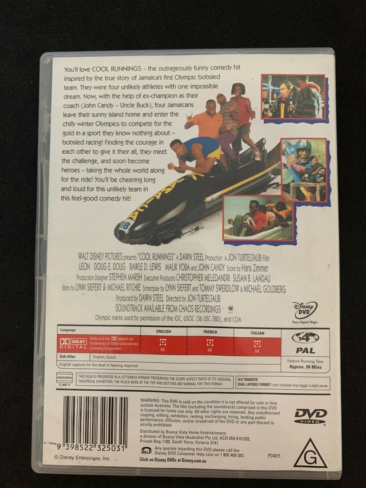 Cool Runnings (DVD, 1990) John Candy, Leon, Doug E. Doug - True Story - Region 4