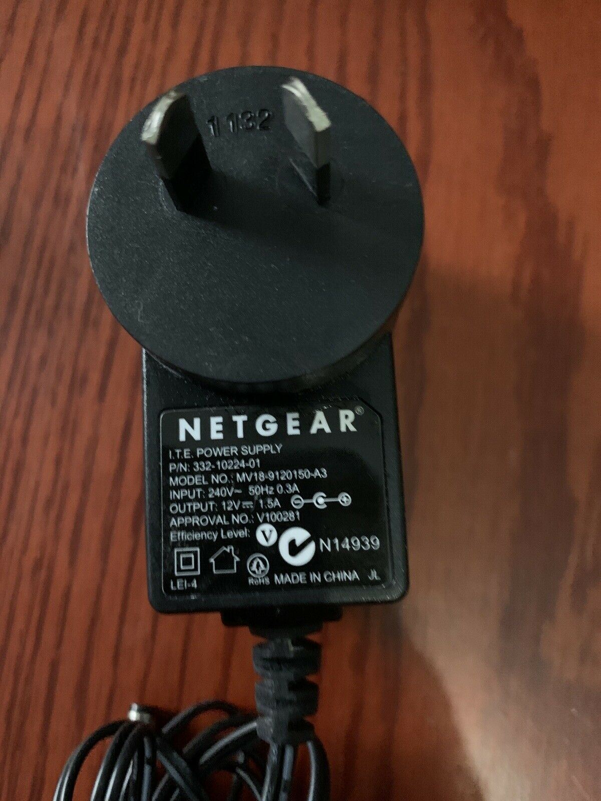 GENUINE Netgear MV18-9120150-A3 Power Supply 12V 1.5A 332-10224-01 AC Adapter