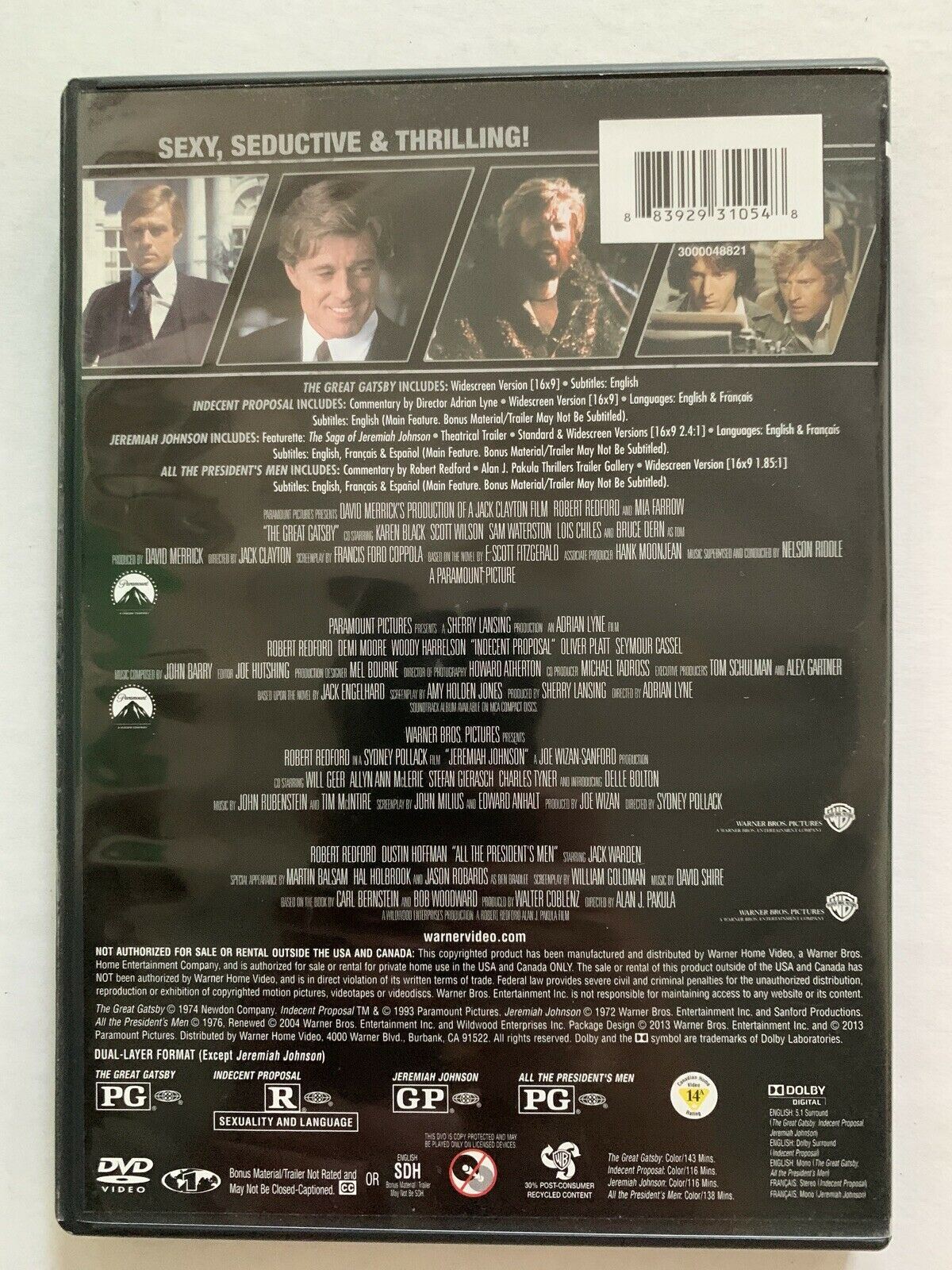 Robert Redford: 4 Film (DVD, 4-Disc Set) Region 1 - All Presidents Men, Indecent