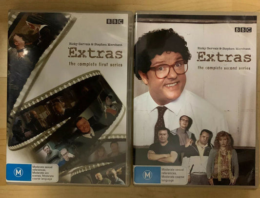 Extras - The Complete Season 1 & 2 (DVD, 2007, 4-Disc Set) Ricky Gervais