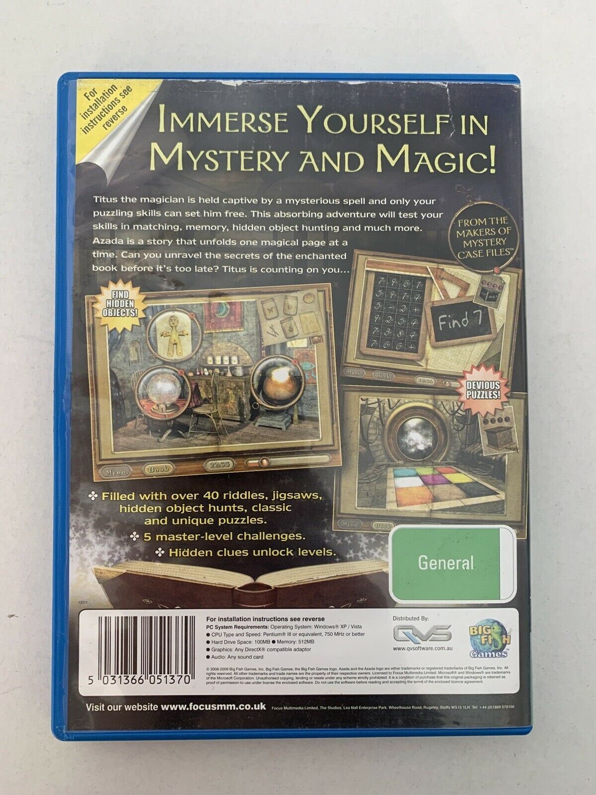 Azada - Ancient Magic - PC CD-ROM - Hidden Object Game