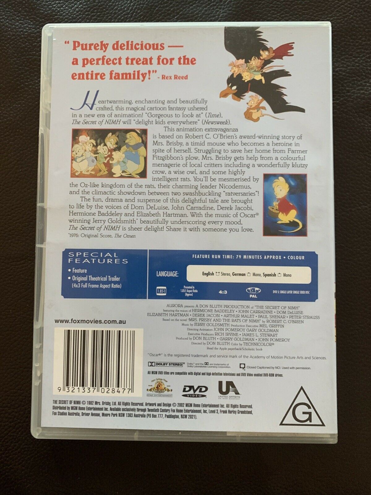 The Secret Of N.I.M.H NIHM (DVD, 1982) Region 4 - Elizabeth Hartman, Dom DeLuise