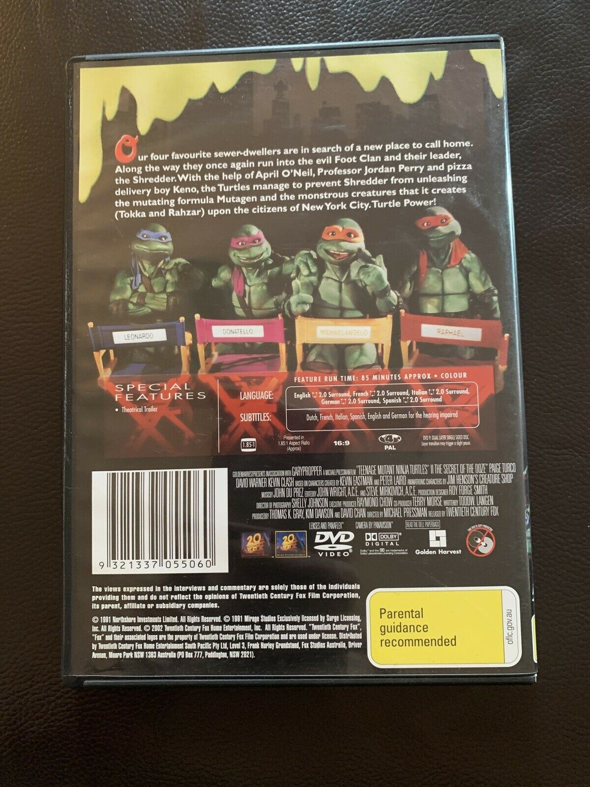 The Teenage Mutant Ninja Turtles 2 - Secret Of The Ooze (DVD, 1991) Region 4