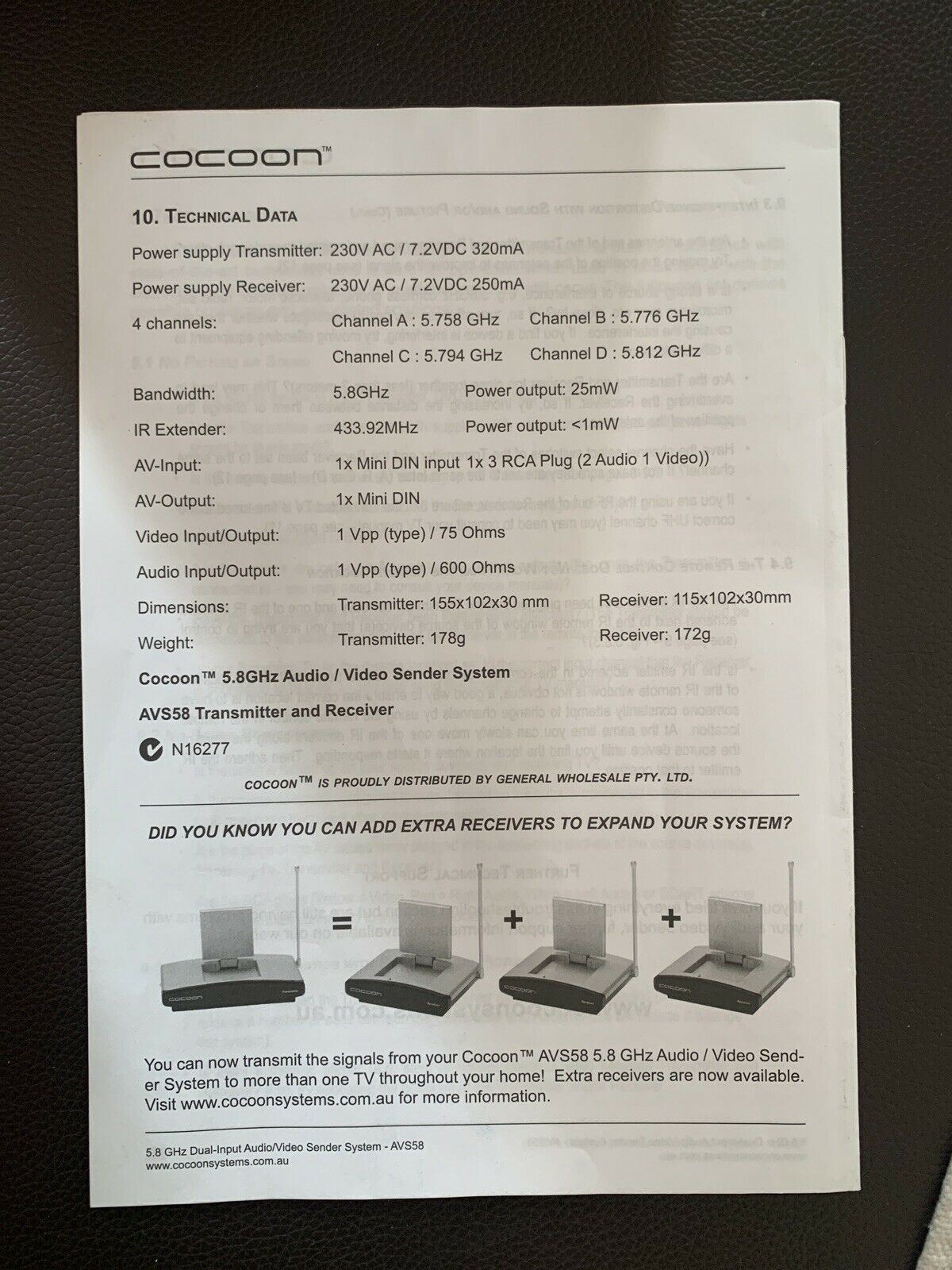 Cocoon Dual Source 5.8 Ghz AV Sender