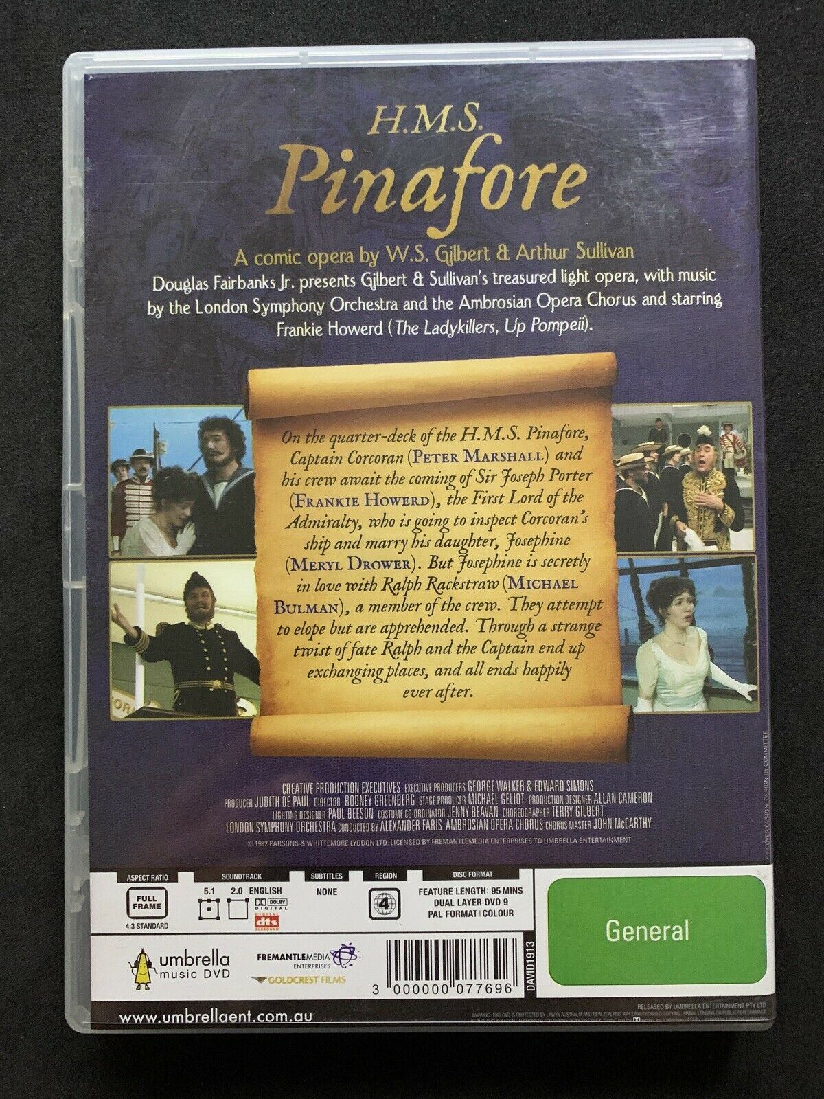 Gilbert & Sullivan H.M.S. Pinafore (DVD, 1982) Peter Marshall, Frankie Howerd, M