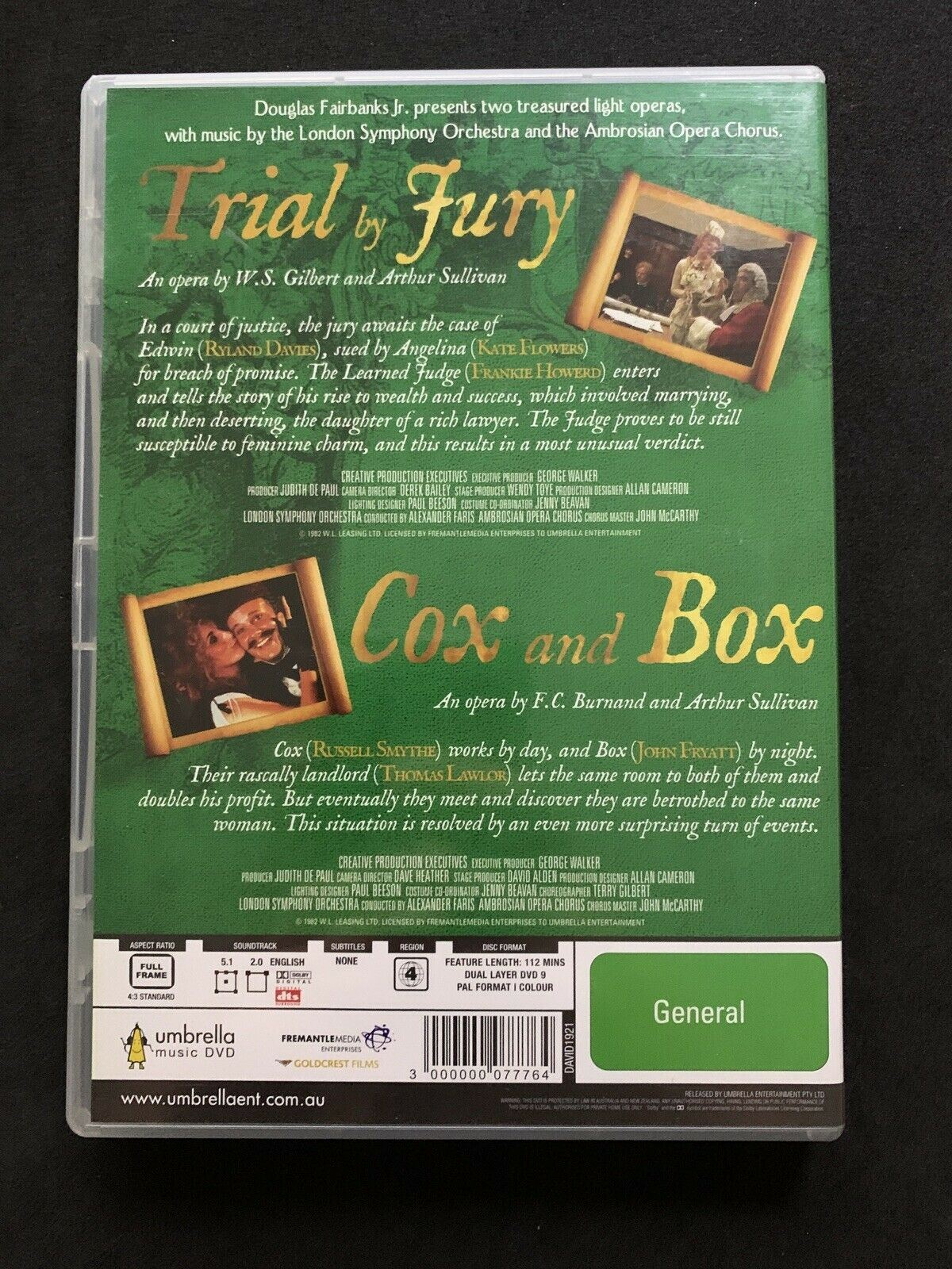 Gilbert & Sullivan - Trial By Fury & Cox and Box (DVD,1984) Frankie Howerd