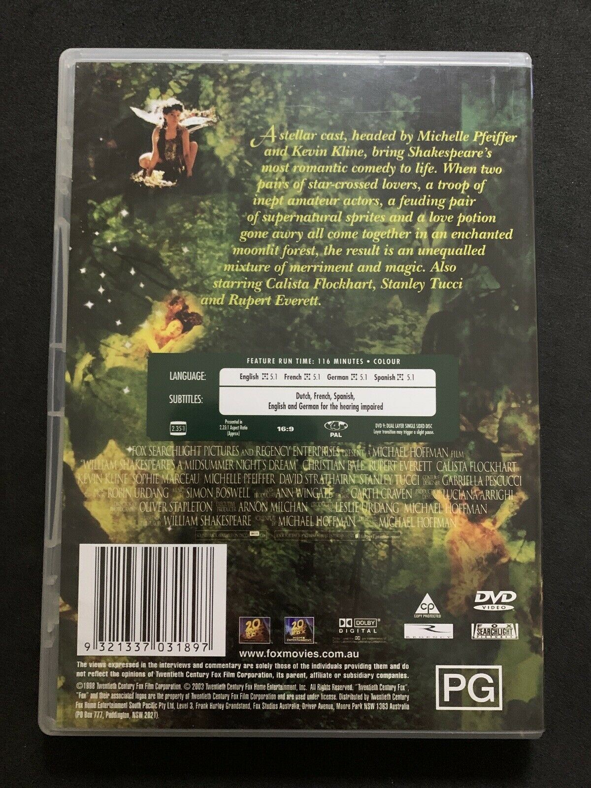 A Midsummer Night's Dream (DVD, 1998) Kevin Kline, Michelle Pfeiffer, Rupert Eve
