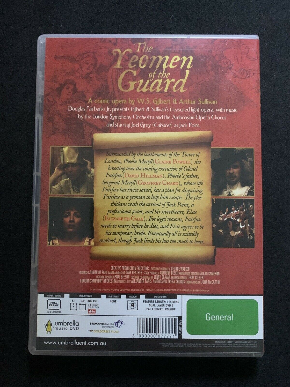 Gilbert & Sullivan THE YEOMAN OF THE GUARD opera DVD - Alfred Marks, Joel Grey,