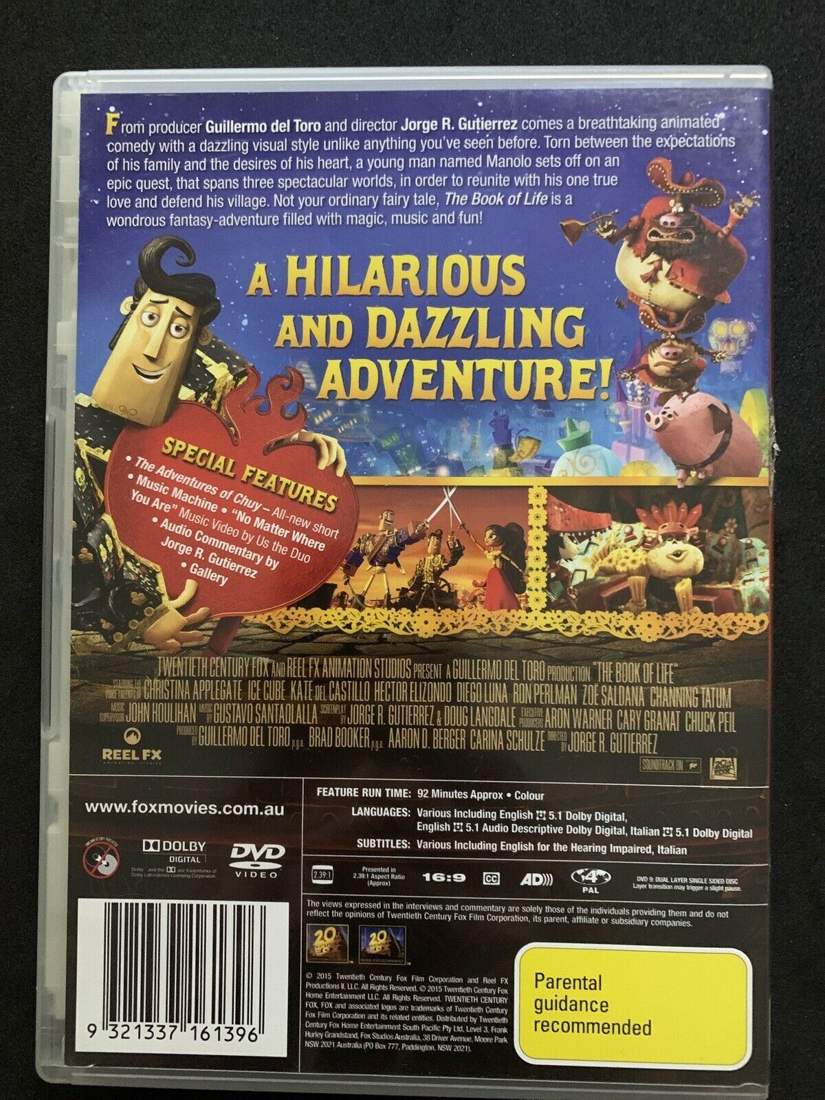 The Book Of Life (DVD, 2015) Diego Luna, Zoe Saldana. Region 4