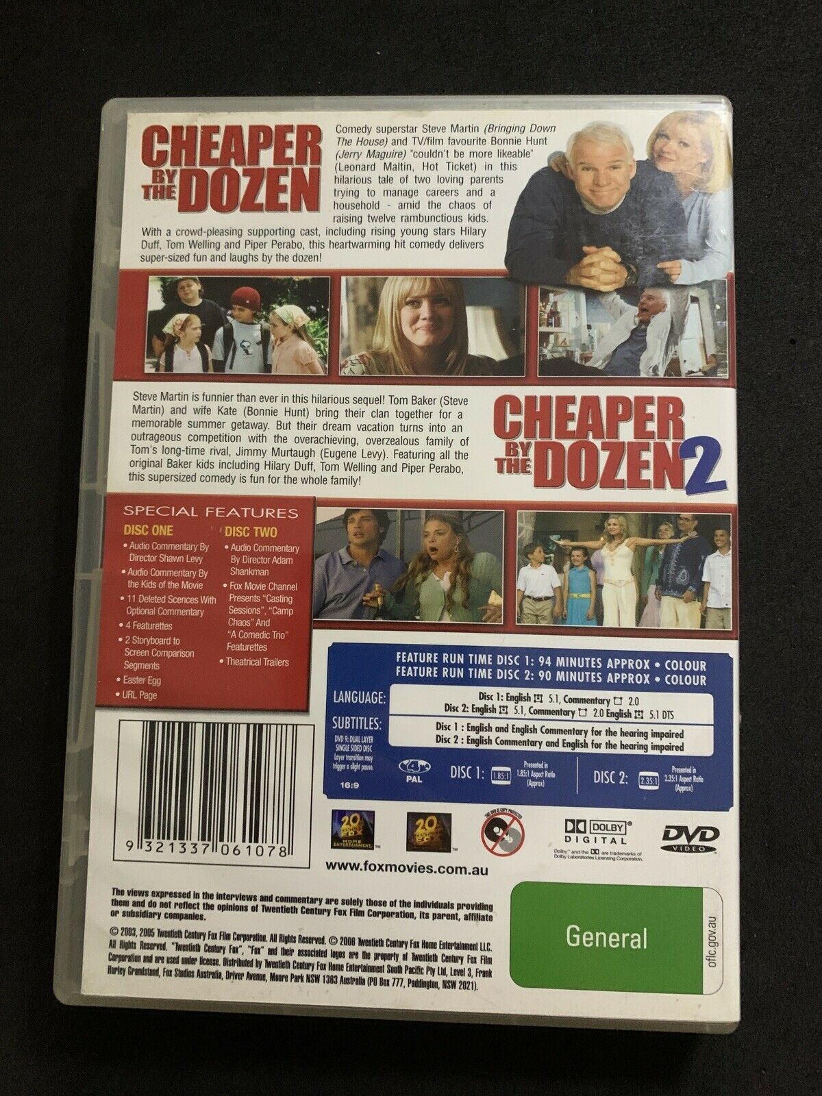 Cheaper By The Dozen 1 & 2 (DVD, 2006, 2-Disc Set) Steve Martin, Hilary Duff