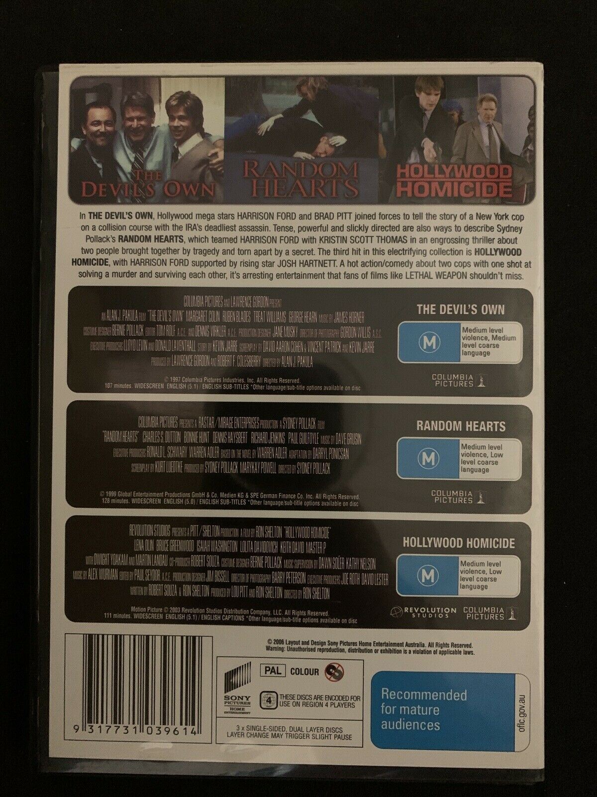 The Hollywood Homicide / Devil's Own / Random Hearts (DVD, 2006, 3-Disc Set)