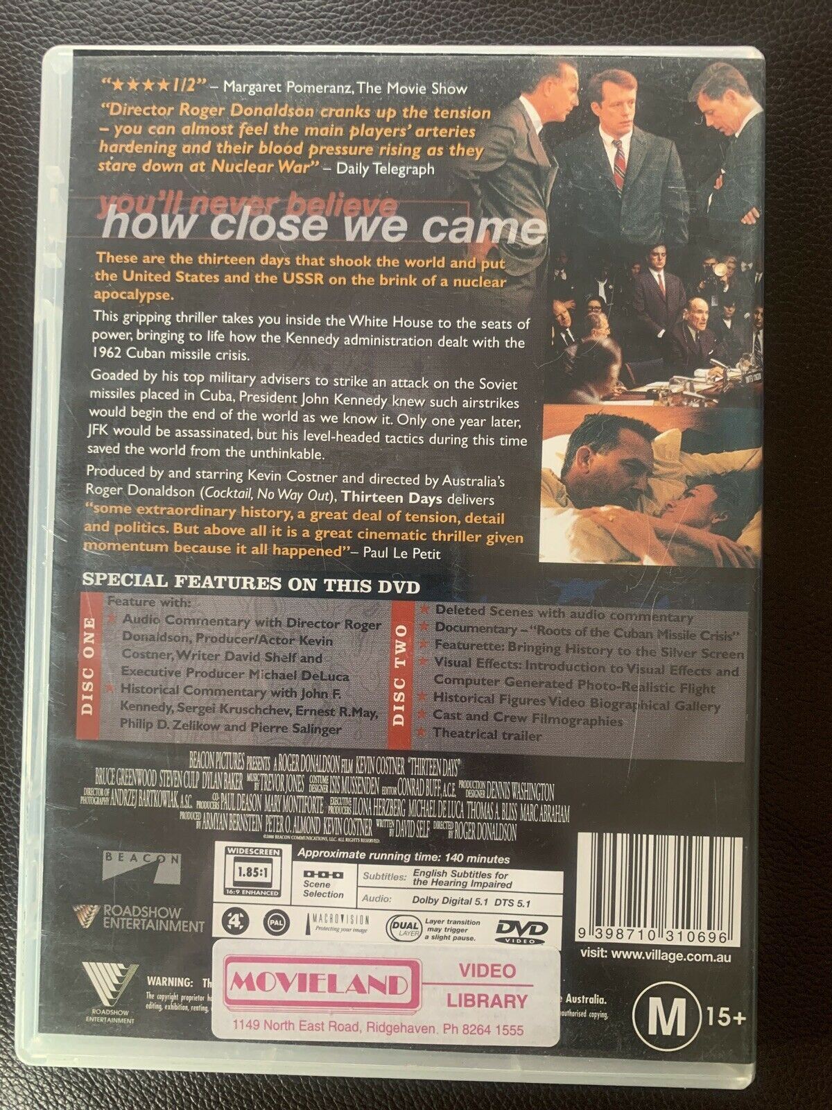 Thirteen Days (DVD, 2000) Kevin Costner, Bruce Greenwood - Region 4