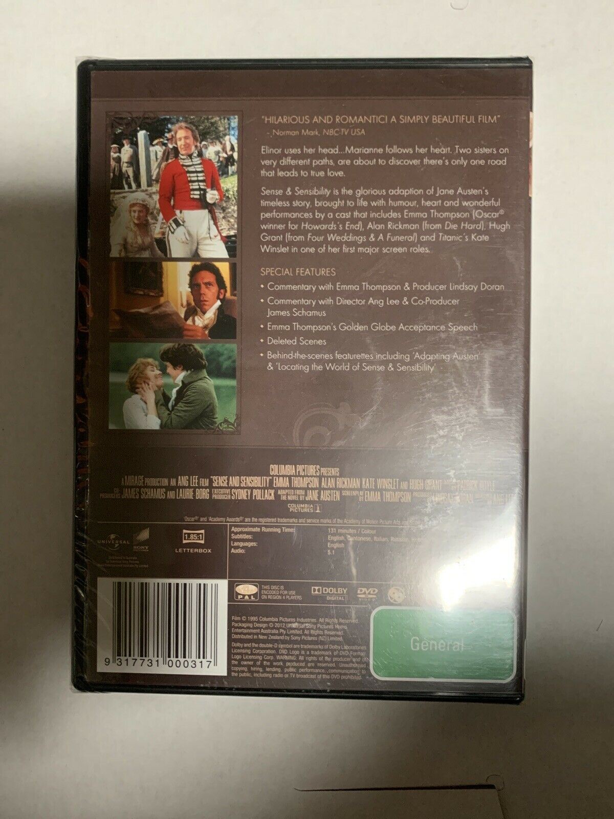 *New Sealed* Sense And Sensibility (DVD, 1998) Hugh Grant, Emma Thompson Region4