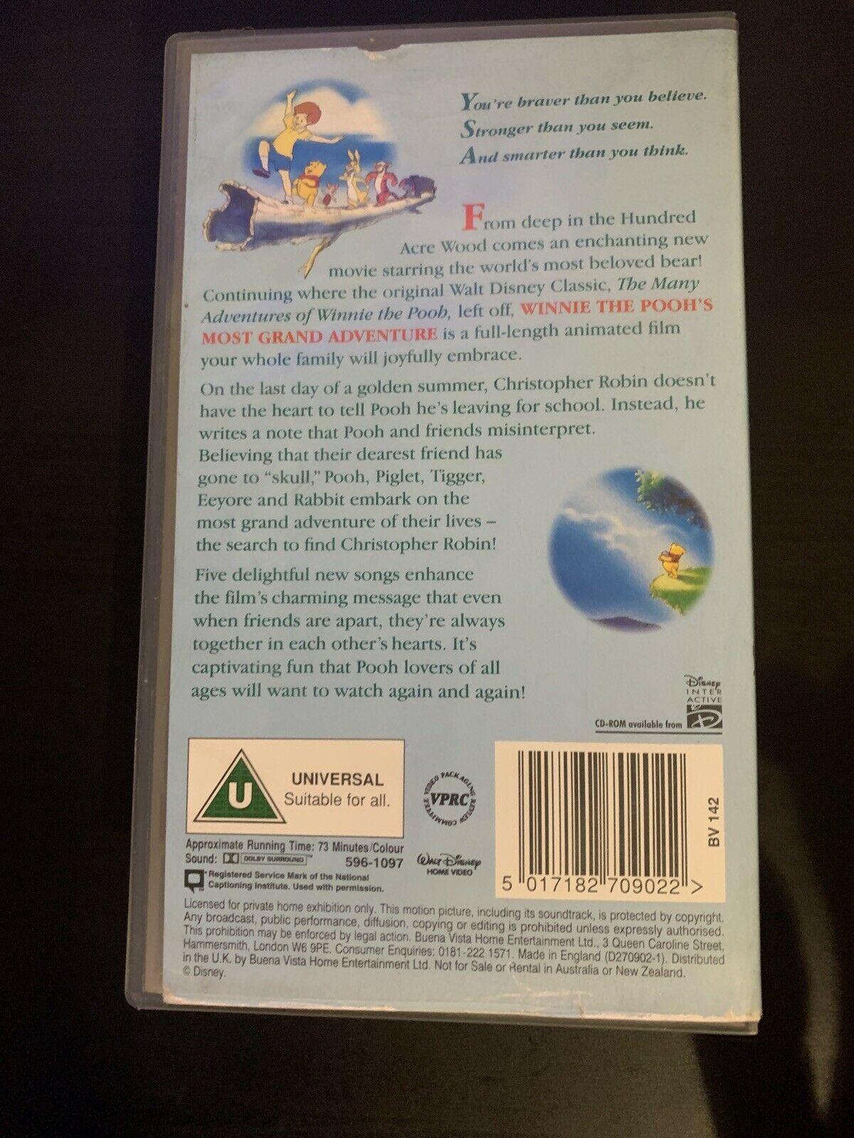 Winnie The Pooh's Most Grand Adventure (VHS, 1997) PAL