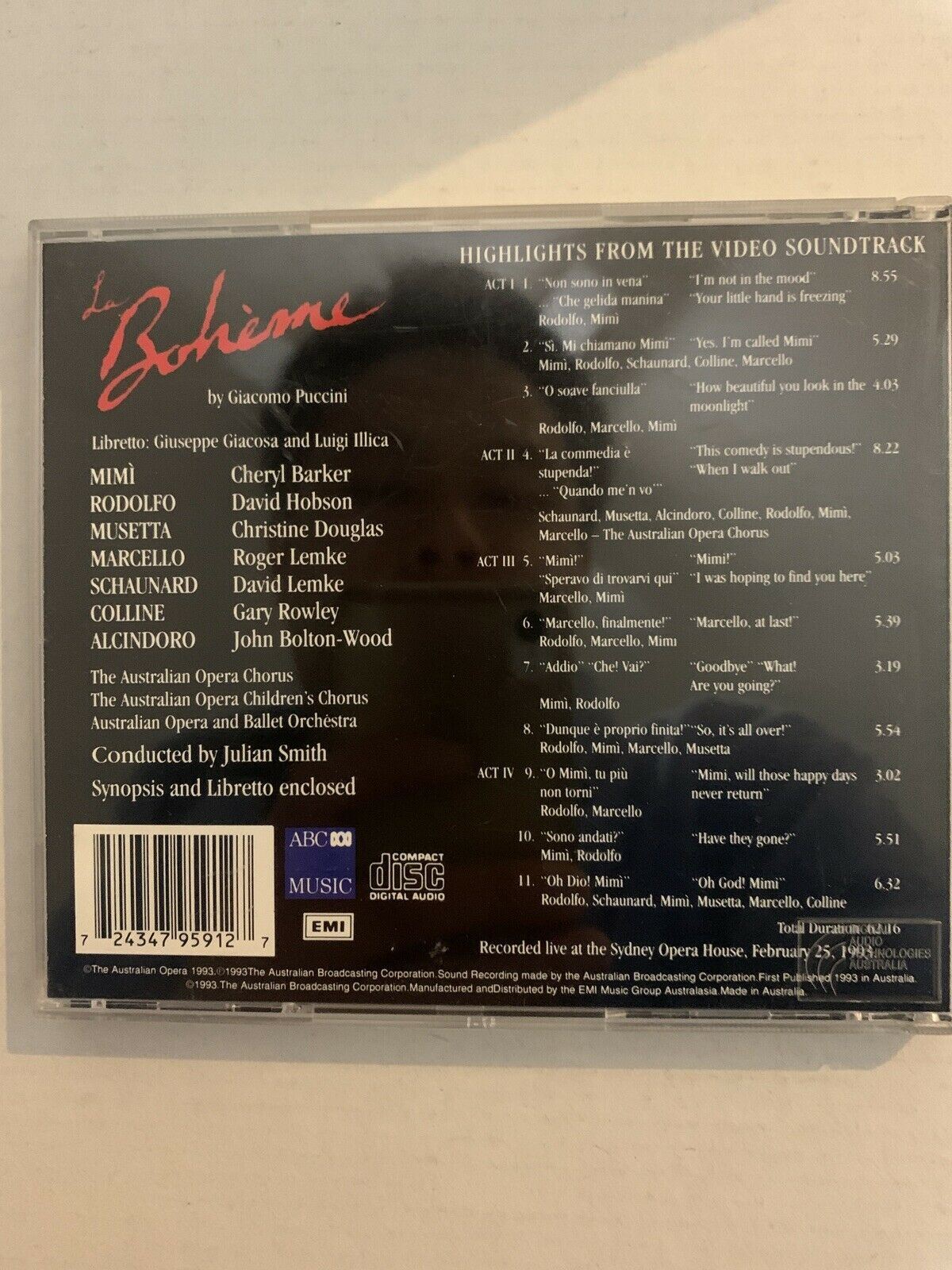 The Australian Opera - La Boheme By Giacomo Puccini - Baz Luhrmann (CD, 1993)