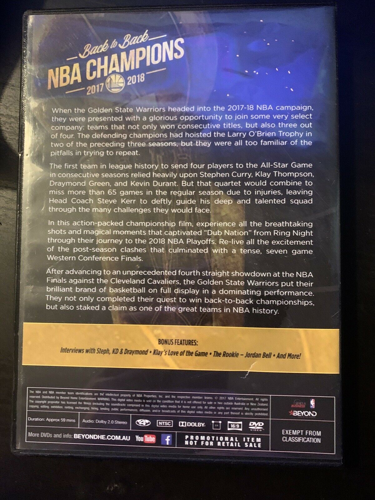 2017-2018 NBA Champions Golden State Warriors DVD Region 4