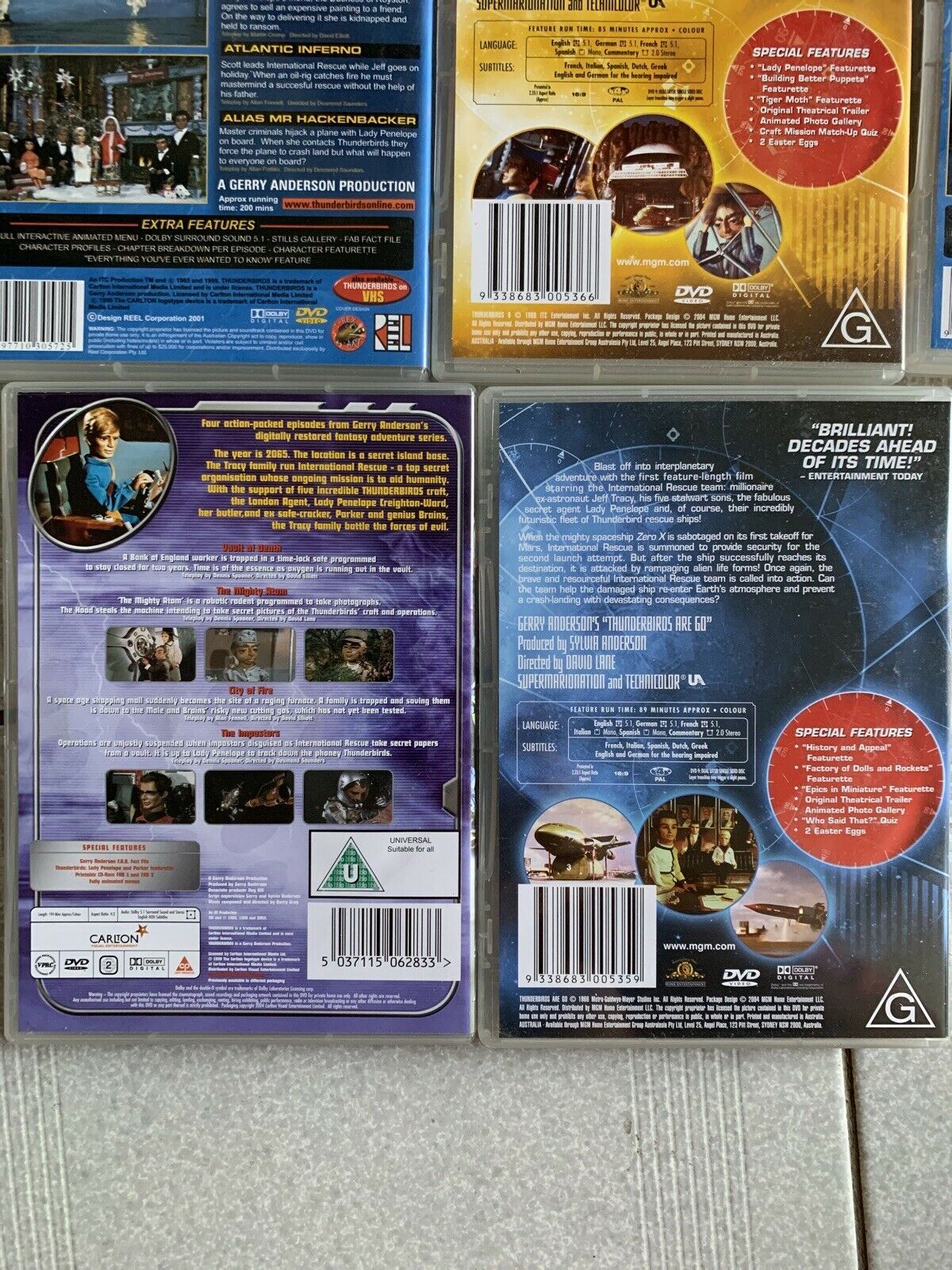 Thunderbirds 9x DVD Collection Region 4 and some DVD are Region 2