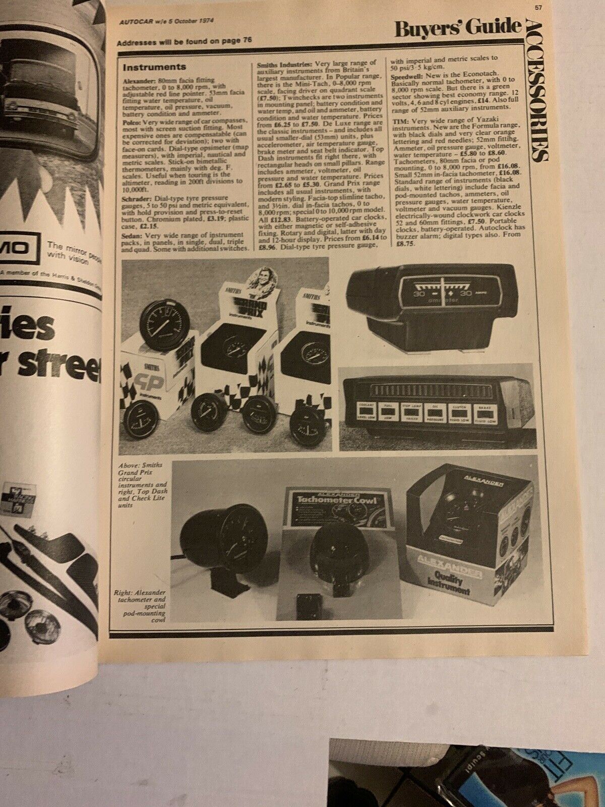 Auto Car Magazine - Oct 1974 - Accessory Buyers Directory Ferraris VW Scirocco