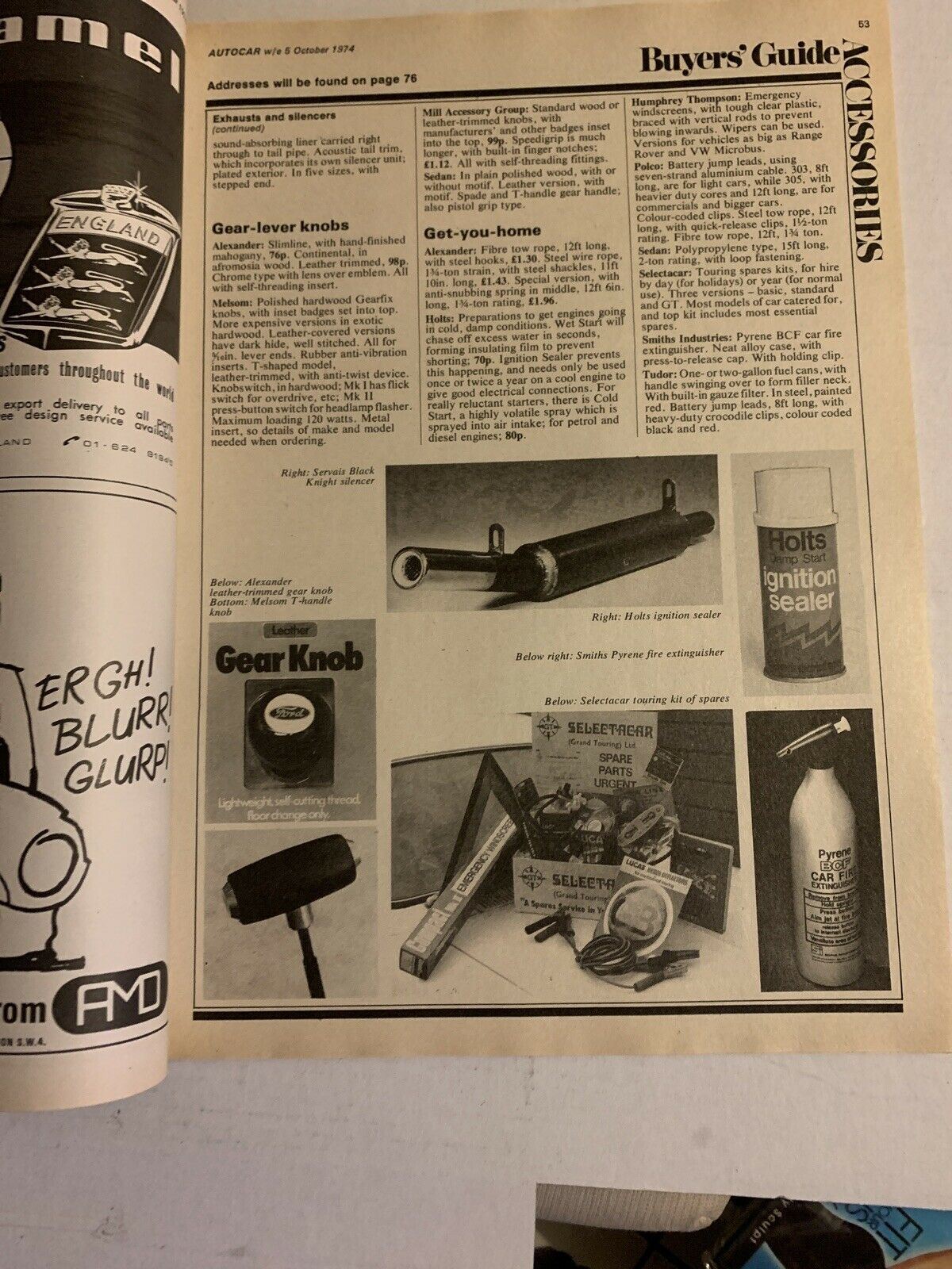 Auto Car Magazine - Oct 1974 - Accessory Buyers Directory Ferraris VW Scirocco