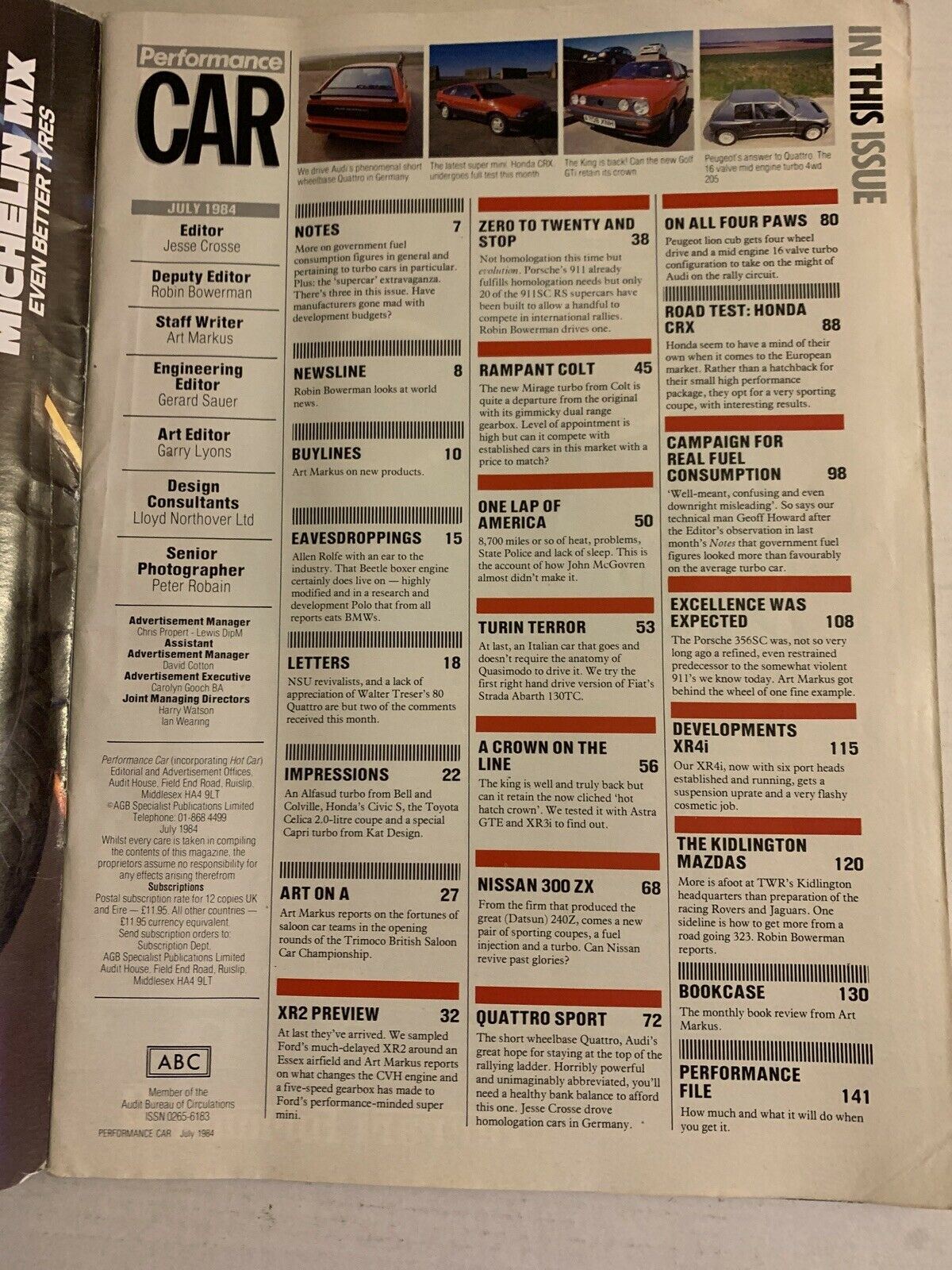 Performance Car Magazine July 1984 - 4WD Peugeot
