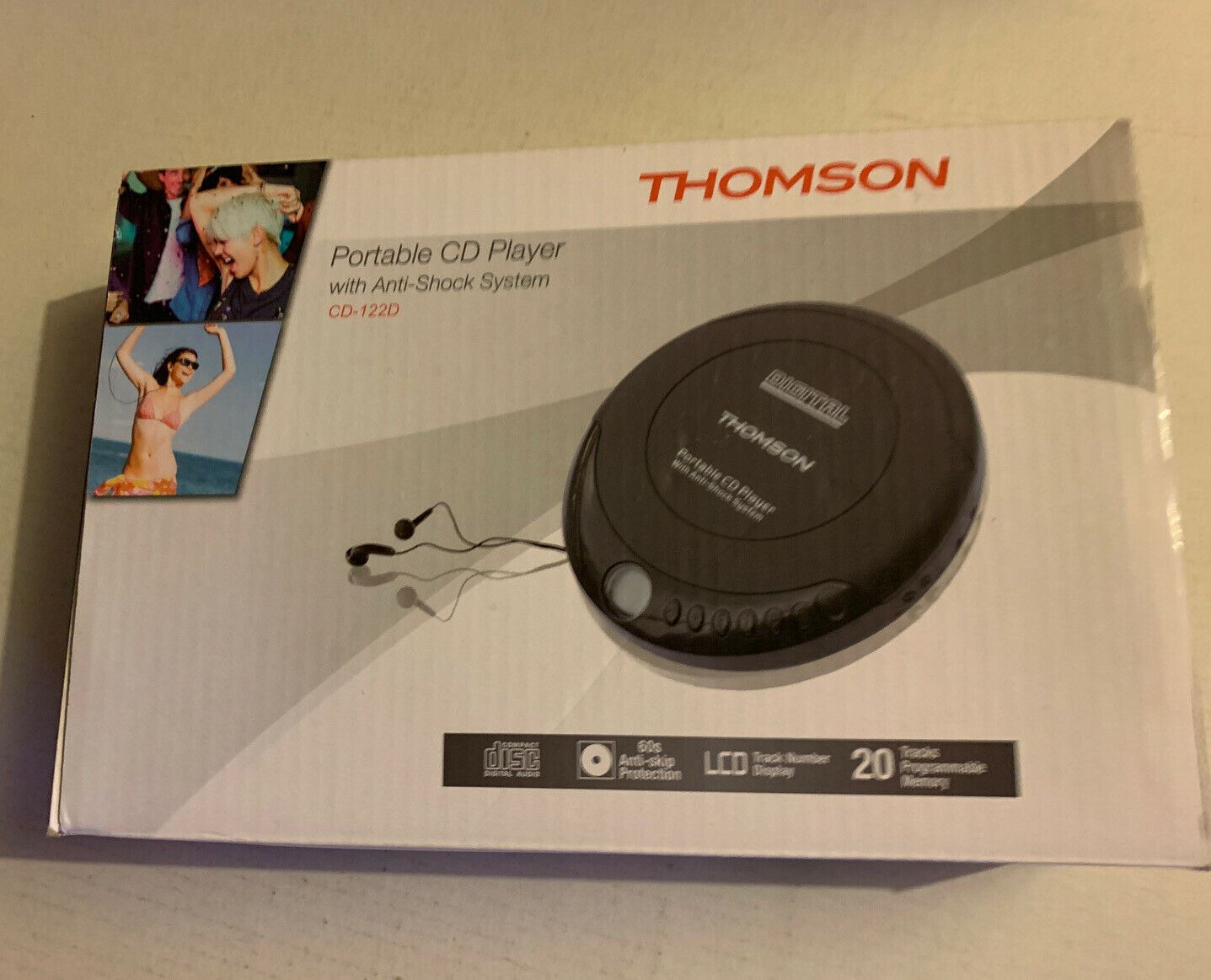 Thomson Portable CD Player With Anti-Shock System CD-122D Earphones, AC Adapter