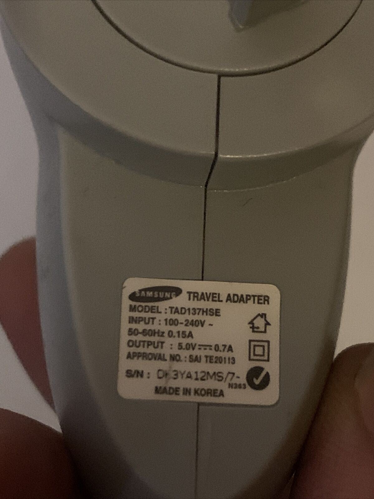 Genuine Samsung TAD137HSE AC Travel Adapter 5V 0.7A