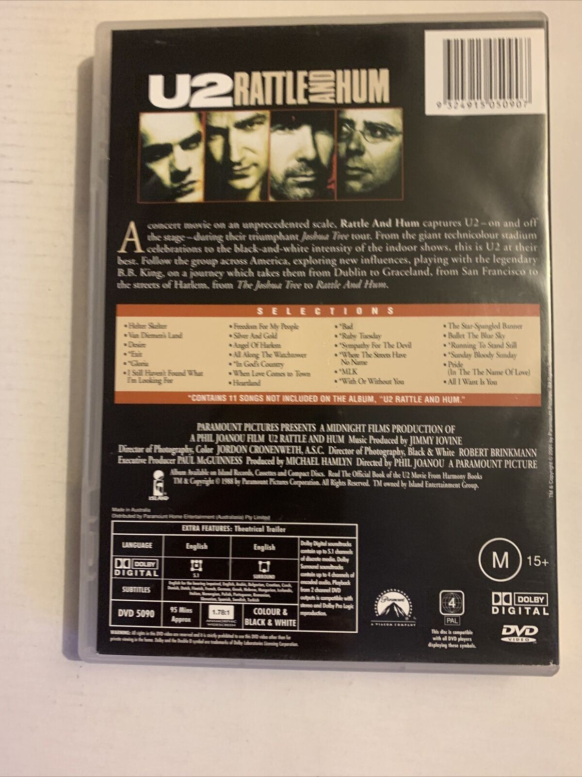 U2 - Rattle And Hum (DVD, 1988) Region 4