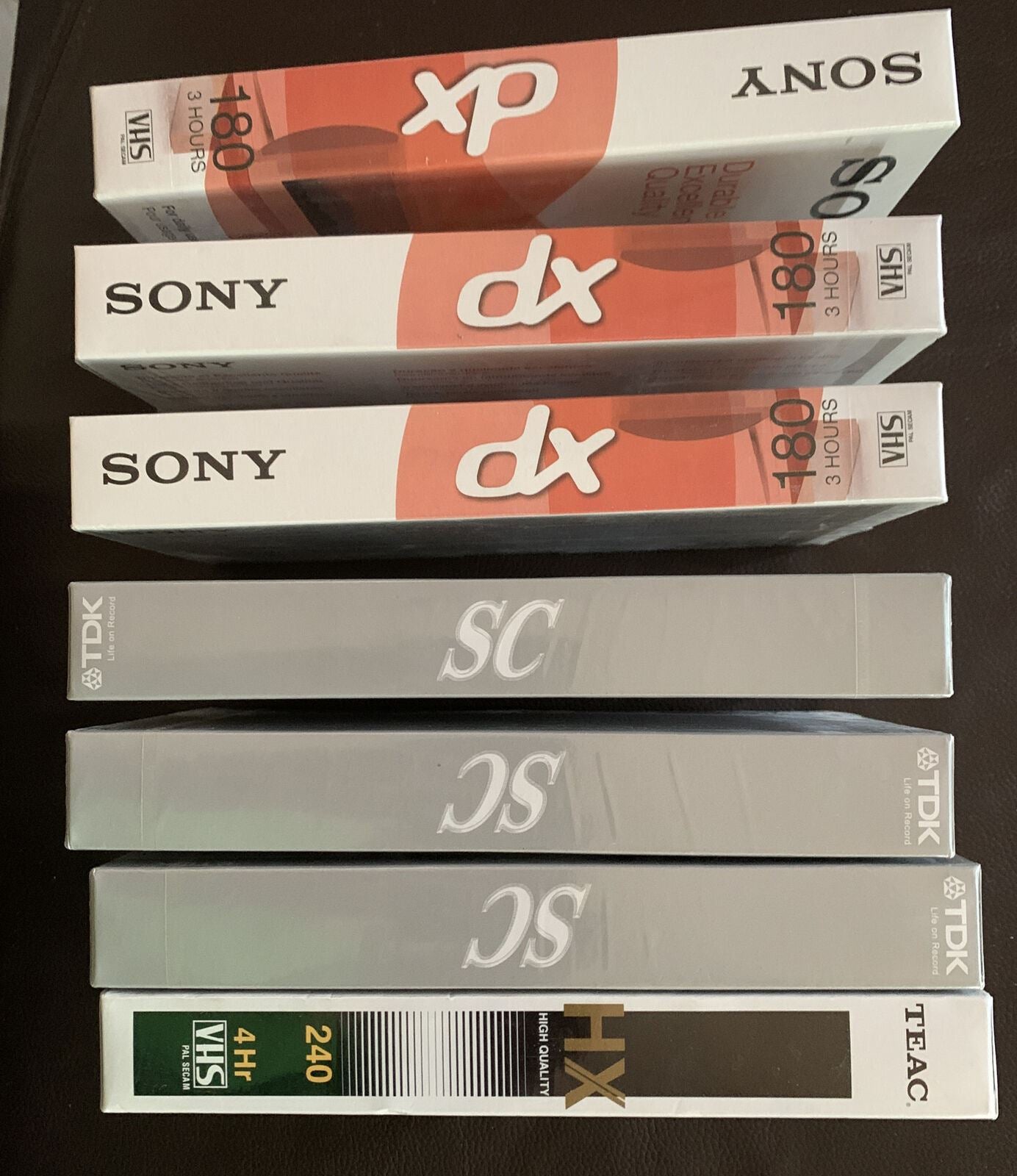 *New Sealed* 3x Sony E-180DXH, 3xTDK & 1x Teac E-240 Blank VHS Cassette Tapes