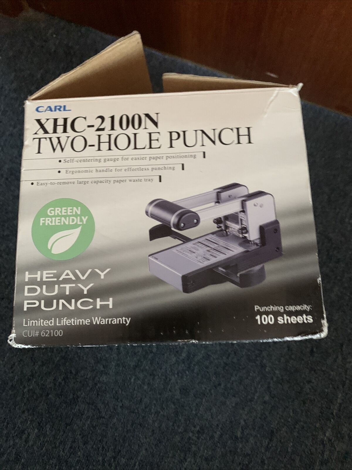 Carl XHC-2100 Two-Hole Punch - Heavy Duty Punch With 100 Sheet Capacity