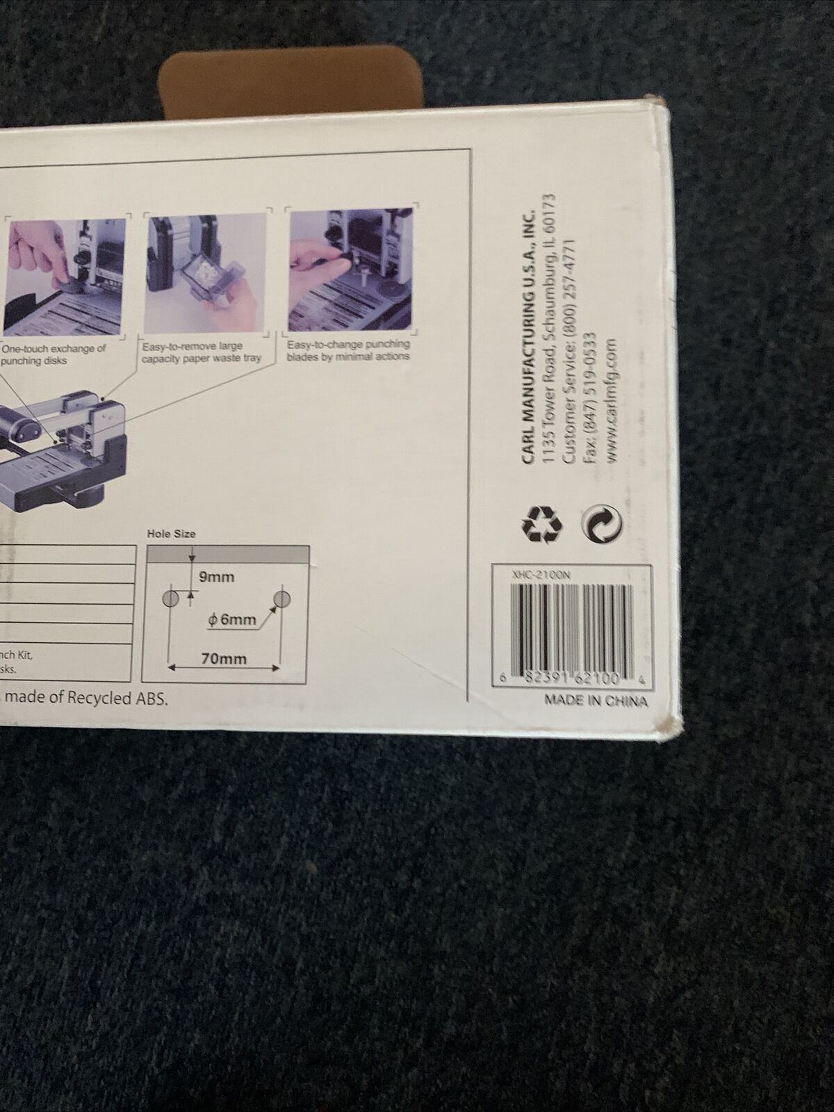 Carl XHC-2100 Two-Hole Punch - Heavy Duty Punch With 100 Sheet Capacity