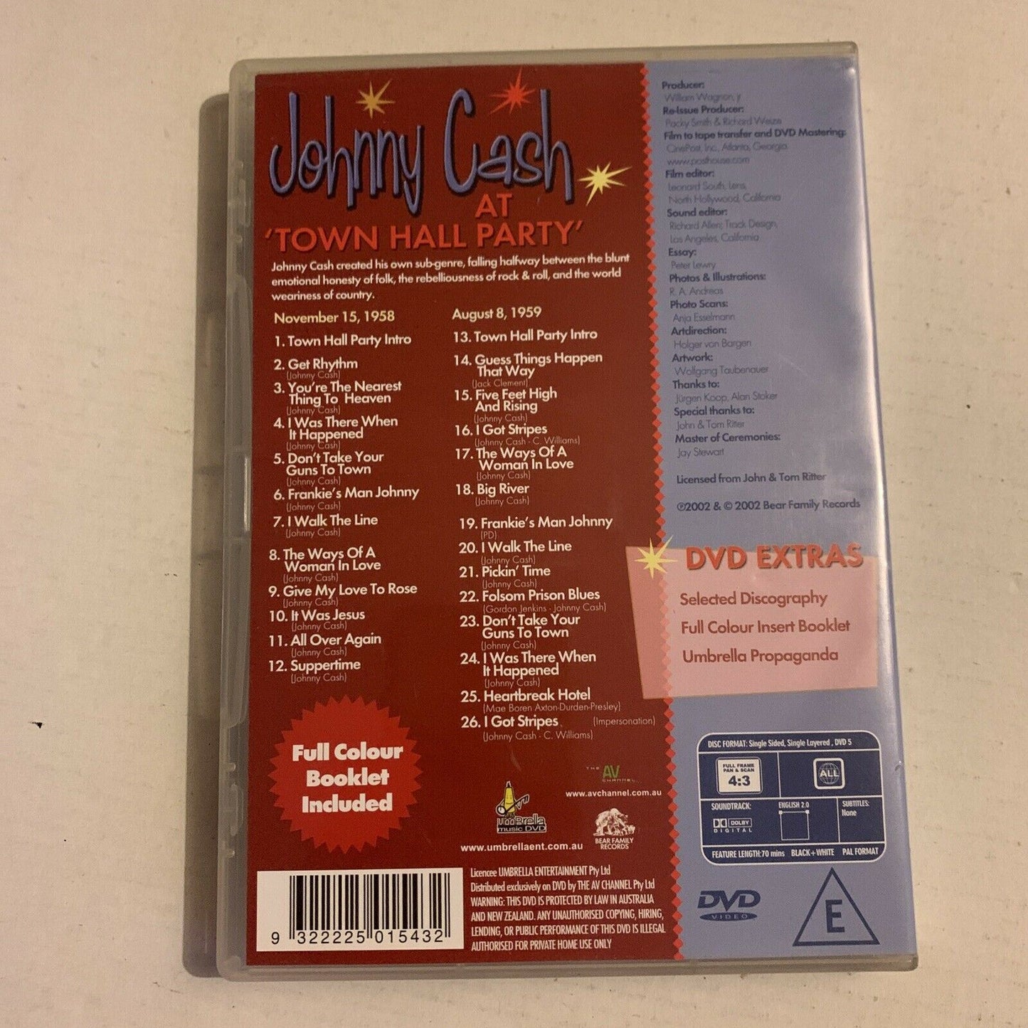 Johnny Cash - At 'Town Hall Party' (DVD, 1959) All Regions