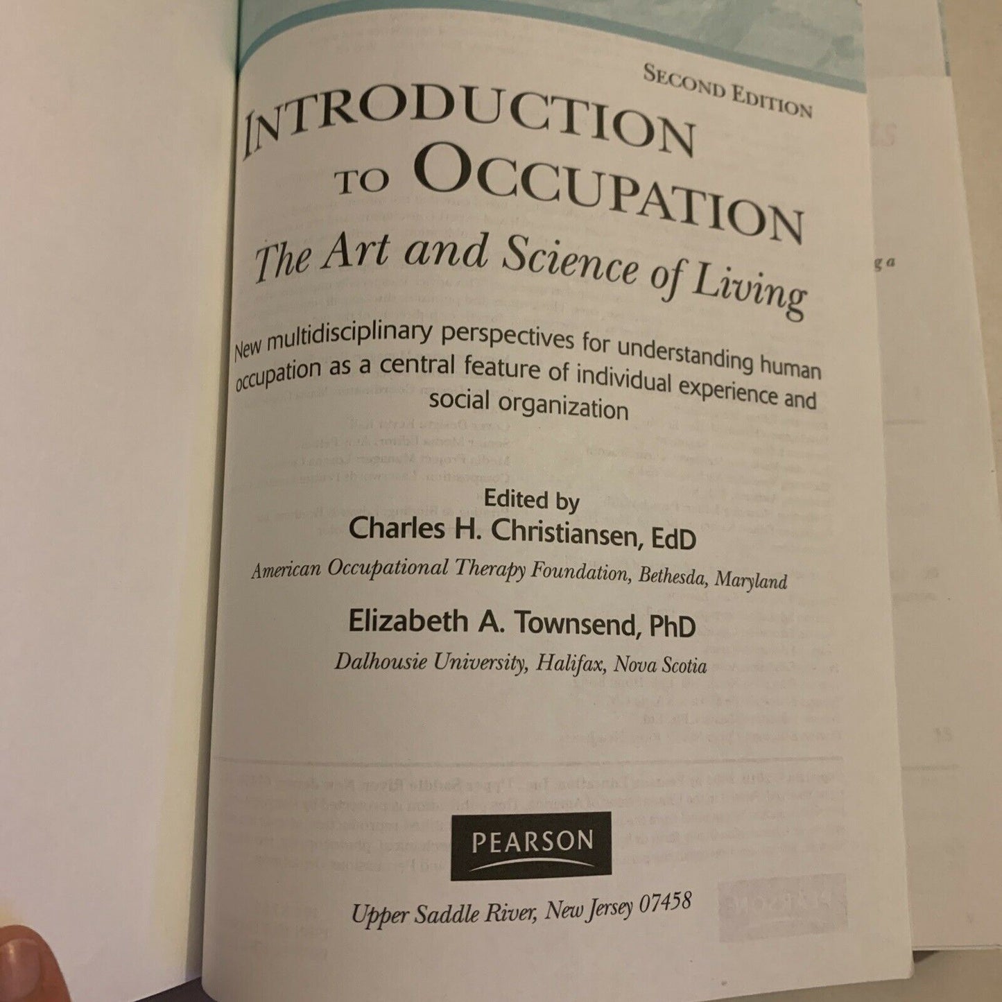 Introduction To Occupation - The Art And Science Of Living By C H Christiansen