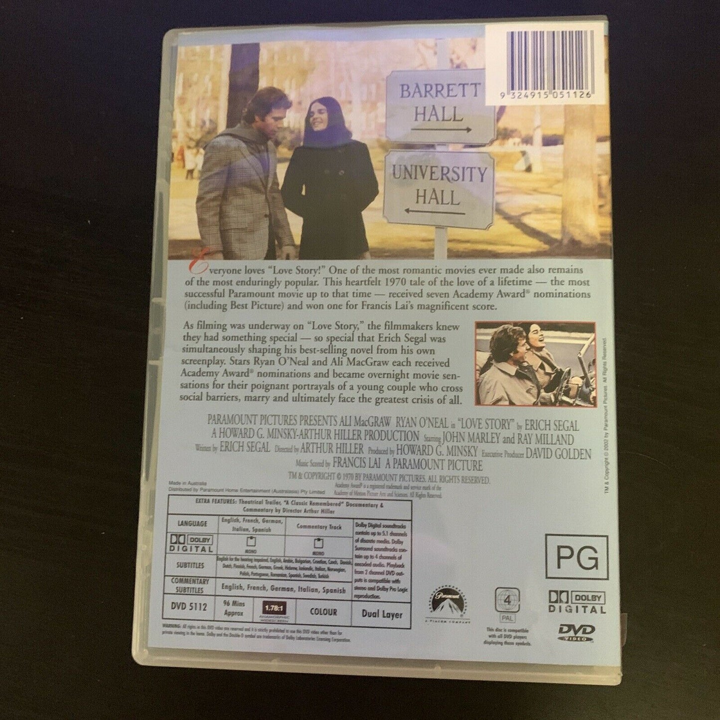 Love Story (DVD, 1970) Ali MacGraw, Ryan O'Neal. Region 4