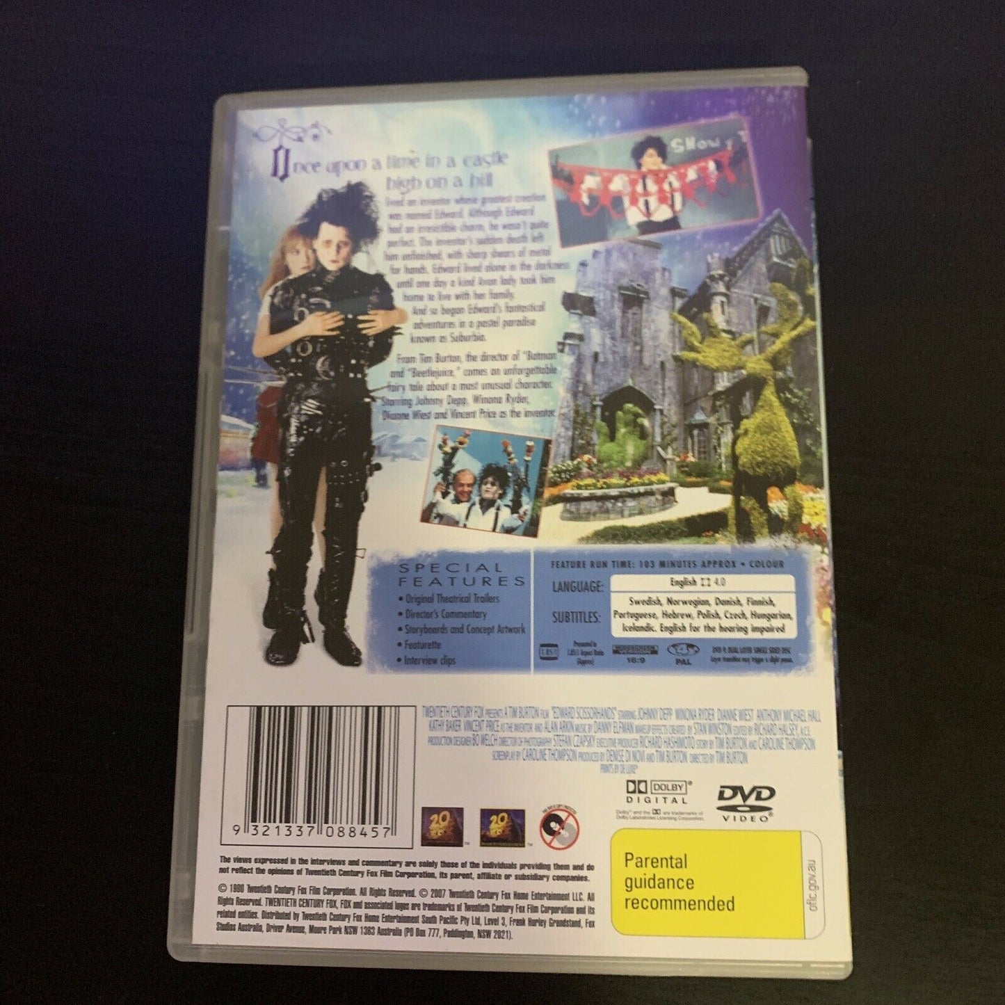 Edward Scissorhands (DVD, 1990) Johnny Depp, Winona Ryder. Region 4