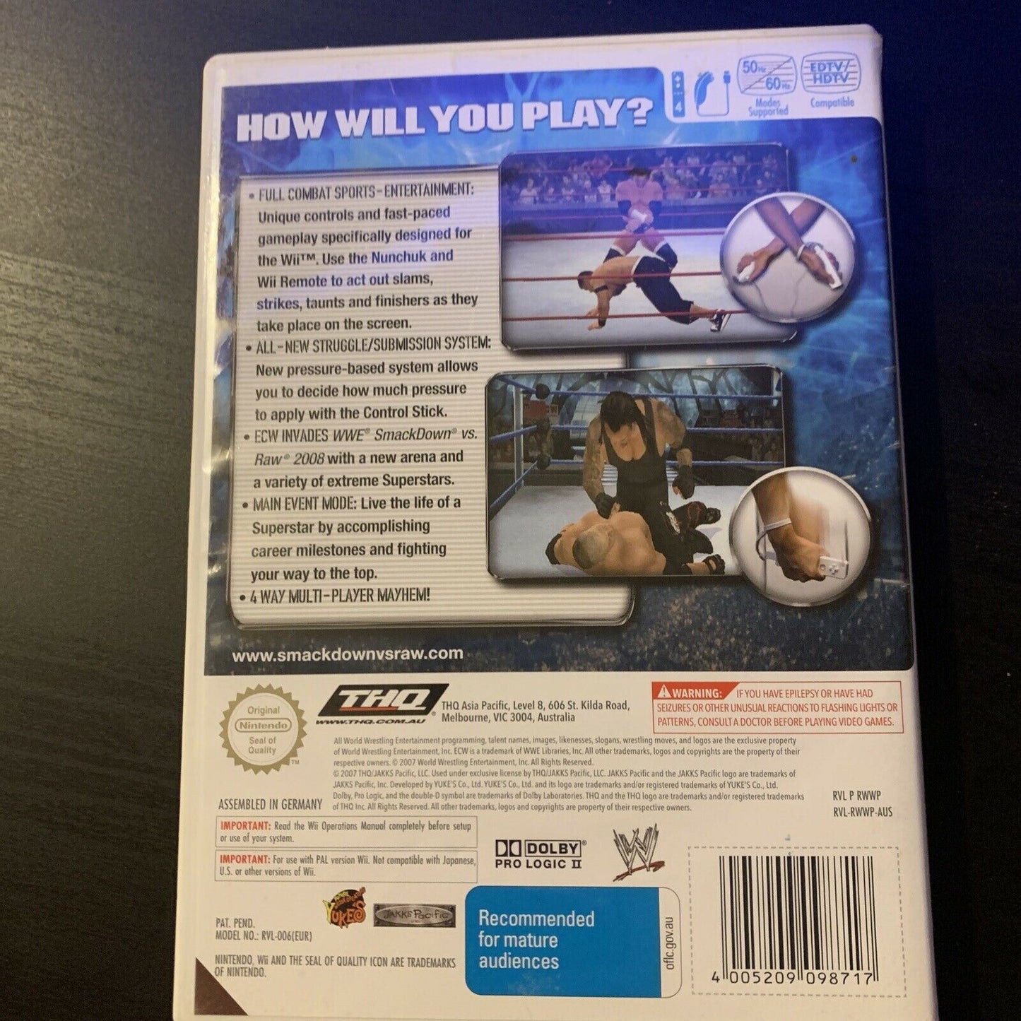 Smackdown vs Raw 2008 - Nintendo Wii Game PAL