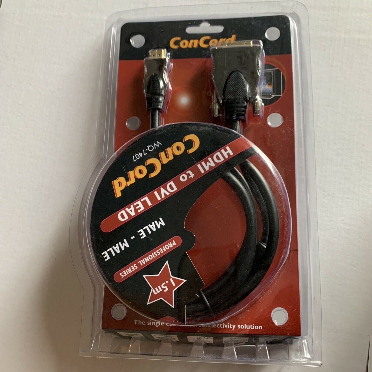 ConCord WQ-7407 HDMI To DVI 1.5m Lead (Male To Male) Double Shielded