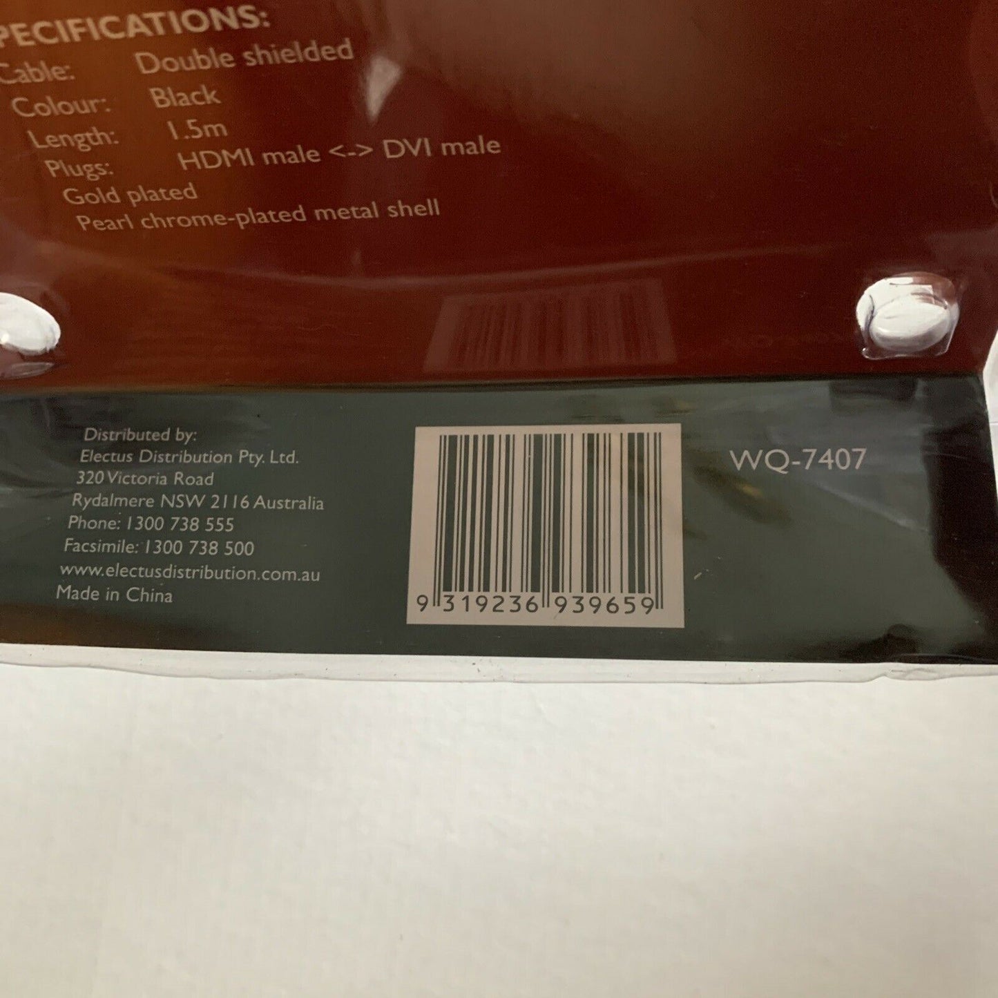 ConCord WQ-7407 HDMI To DVI 1.5m Lead (Male To Male) Double Shielded