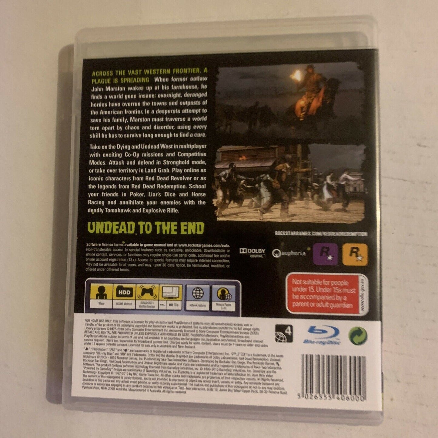 Red Dead Redemption - Undead Nightmare (Playstation 3) With Manual & Map