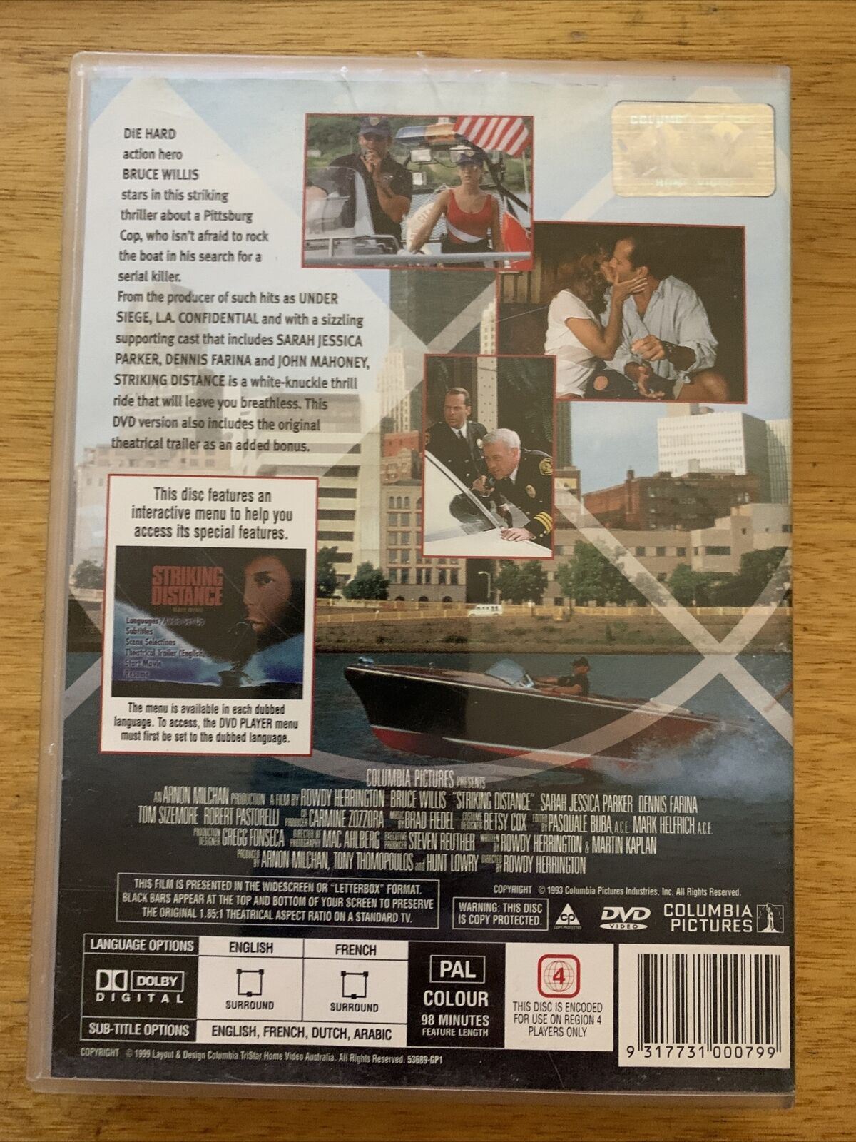 Striking Distance (DVD, 1993) Bruce Willis, Sarah Jessica Parker