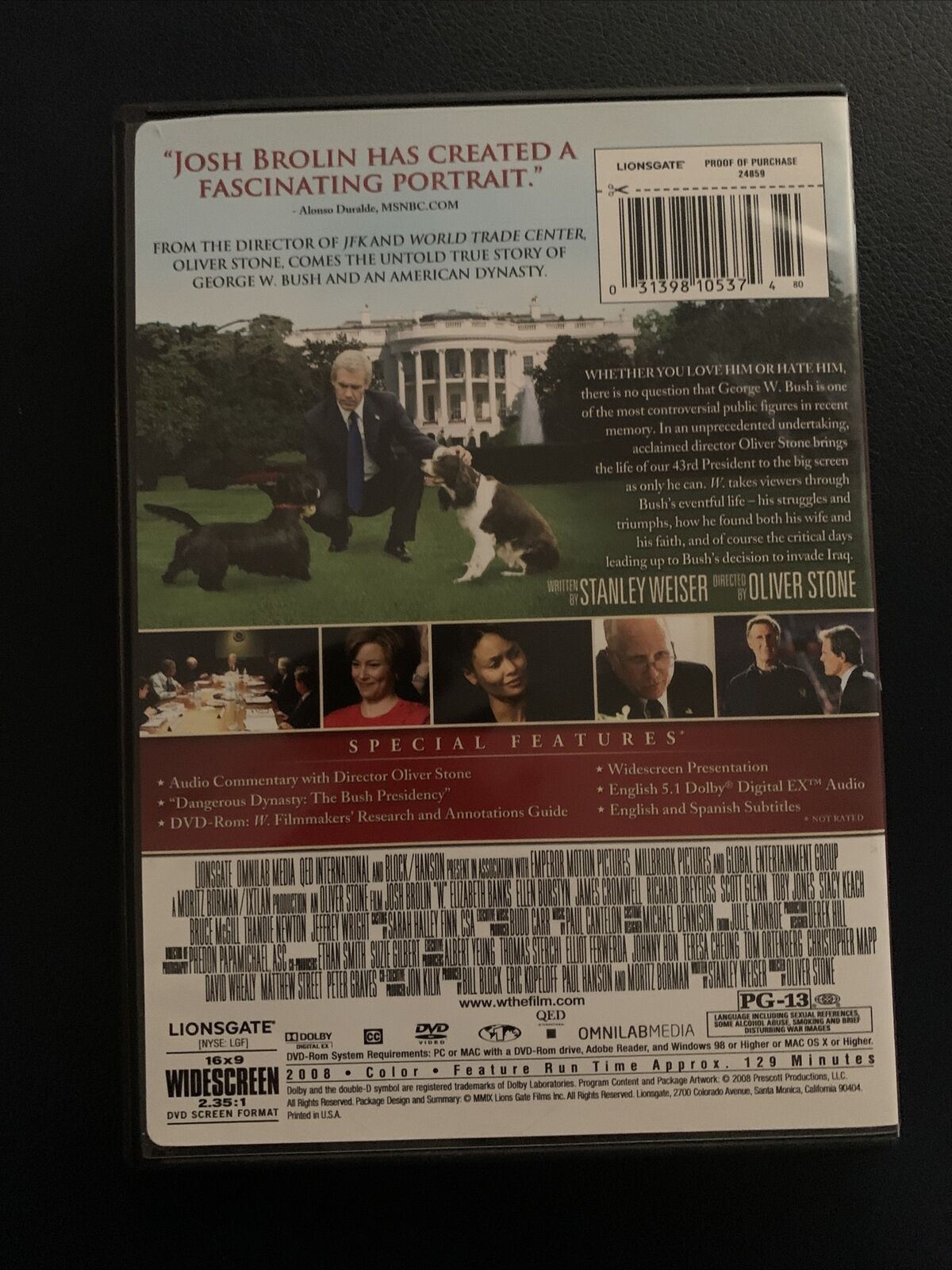 W. (DVD, 2008) Oliver Stone, Josh Brolin. George Bush Film - Region 1