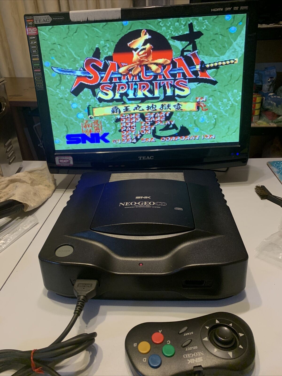 SNK Neo Geo CD Japan Console w/ Samurai Spirits, Controller, Power Supply & AV