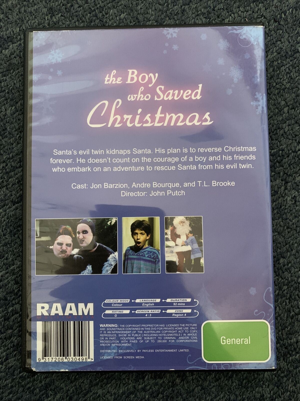 The Boy Who Saved Christmas (DVD, 1998) Jon Barzion, Andre Bourque, Colin McClea