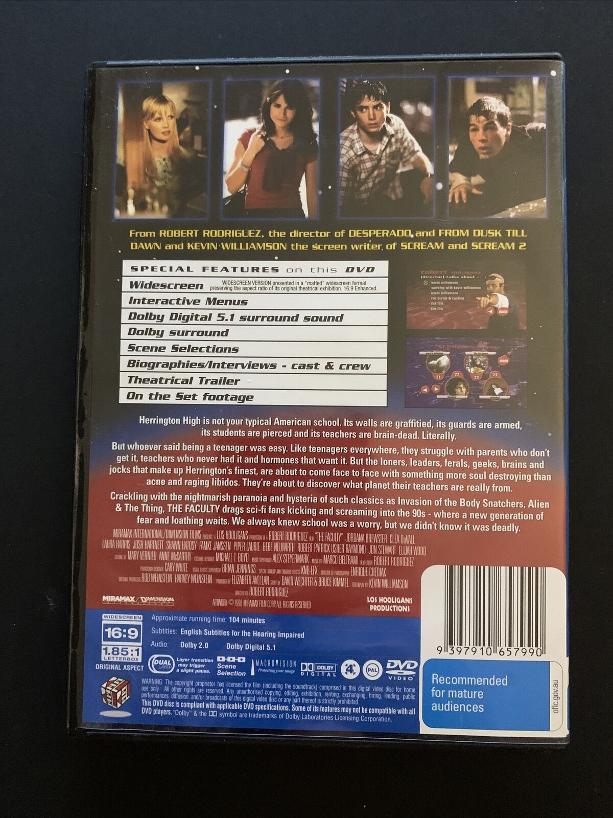 The Faculty (DVD, 1998) Jordana Brewster, Clea DuVall, Laura Harris - Region 4