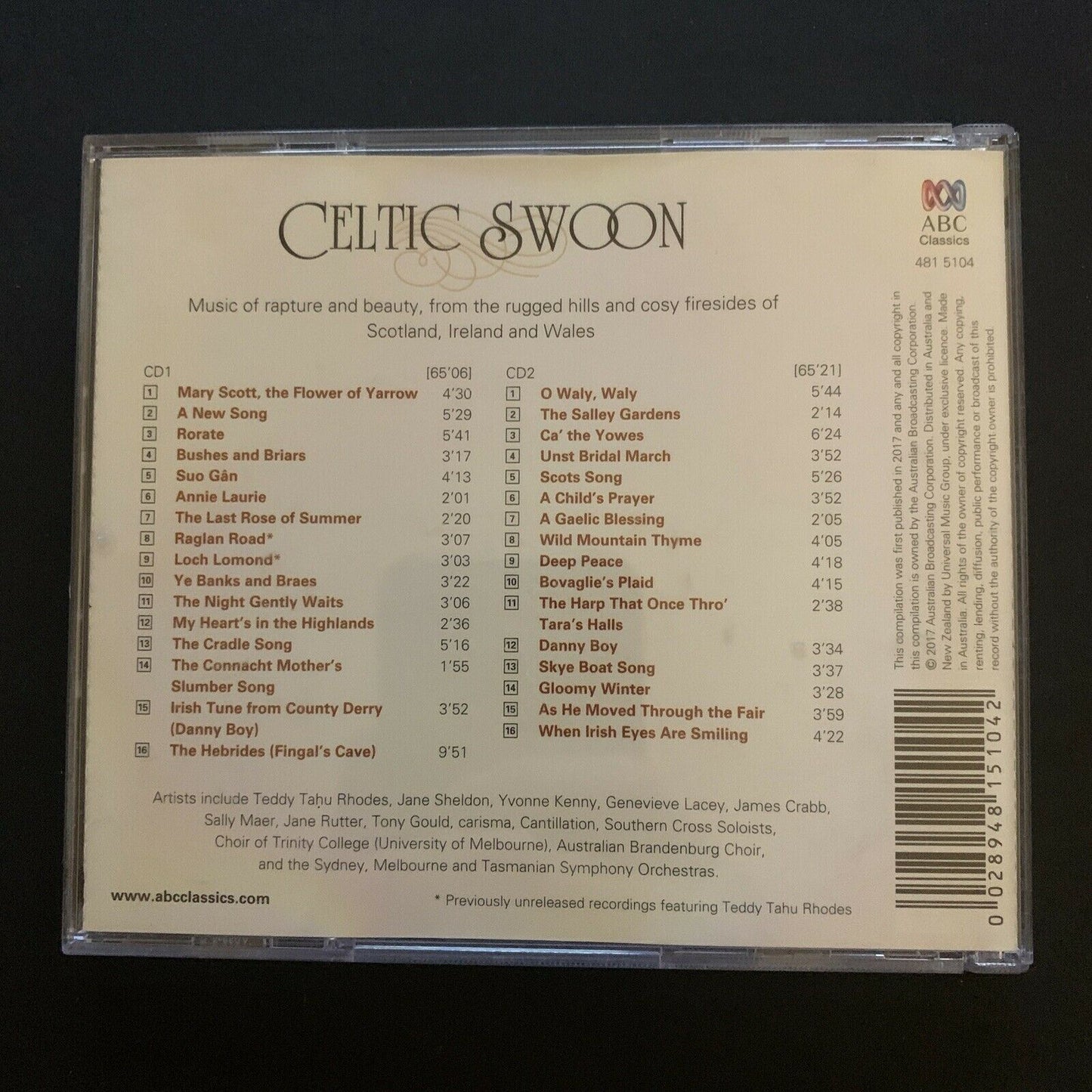 Celtic Swoon (CD, 2-Disc) Australian Brandenburg Choir Sydney Tasmania Symphony
