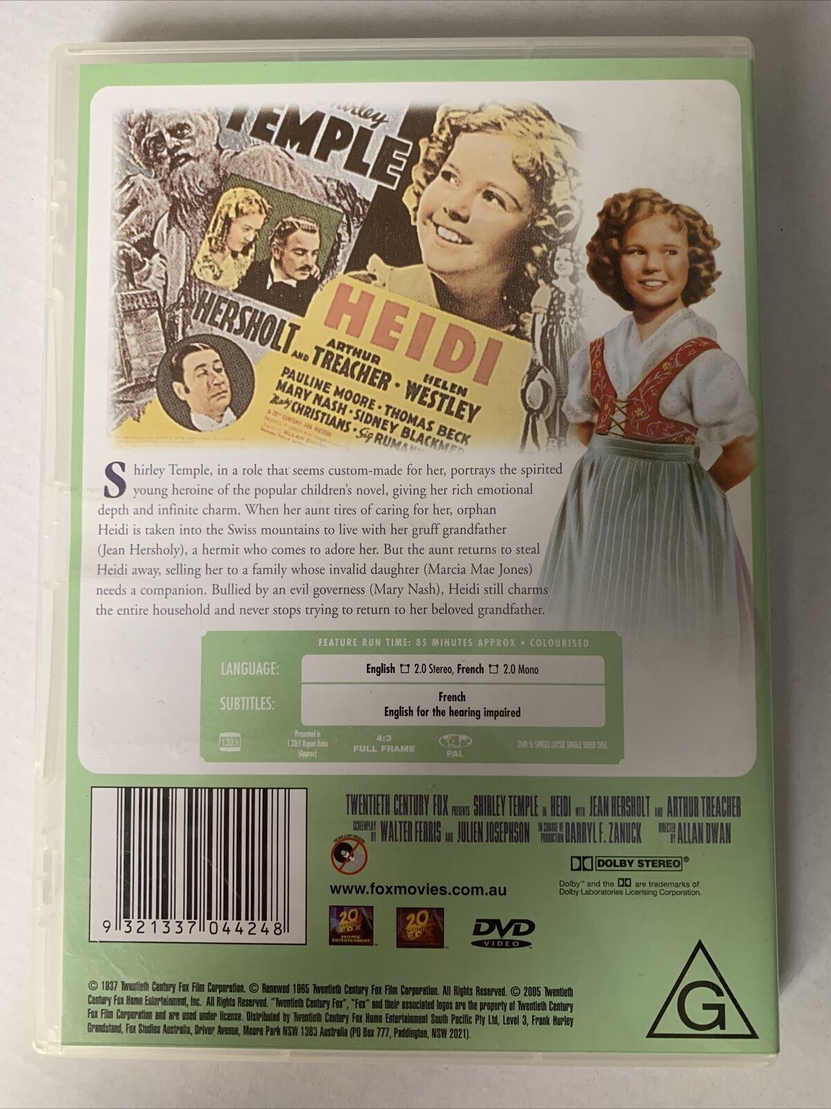 Heidi (DVD, 1937) Shirley Temple, Jean Hersholt, Arthur Treacher - Region 4